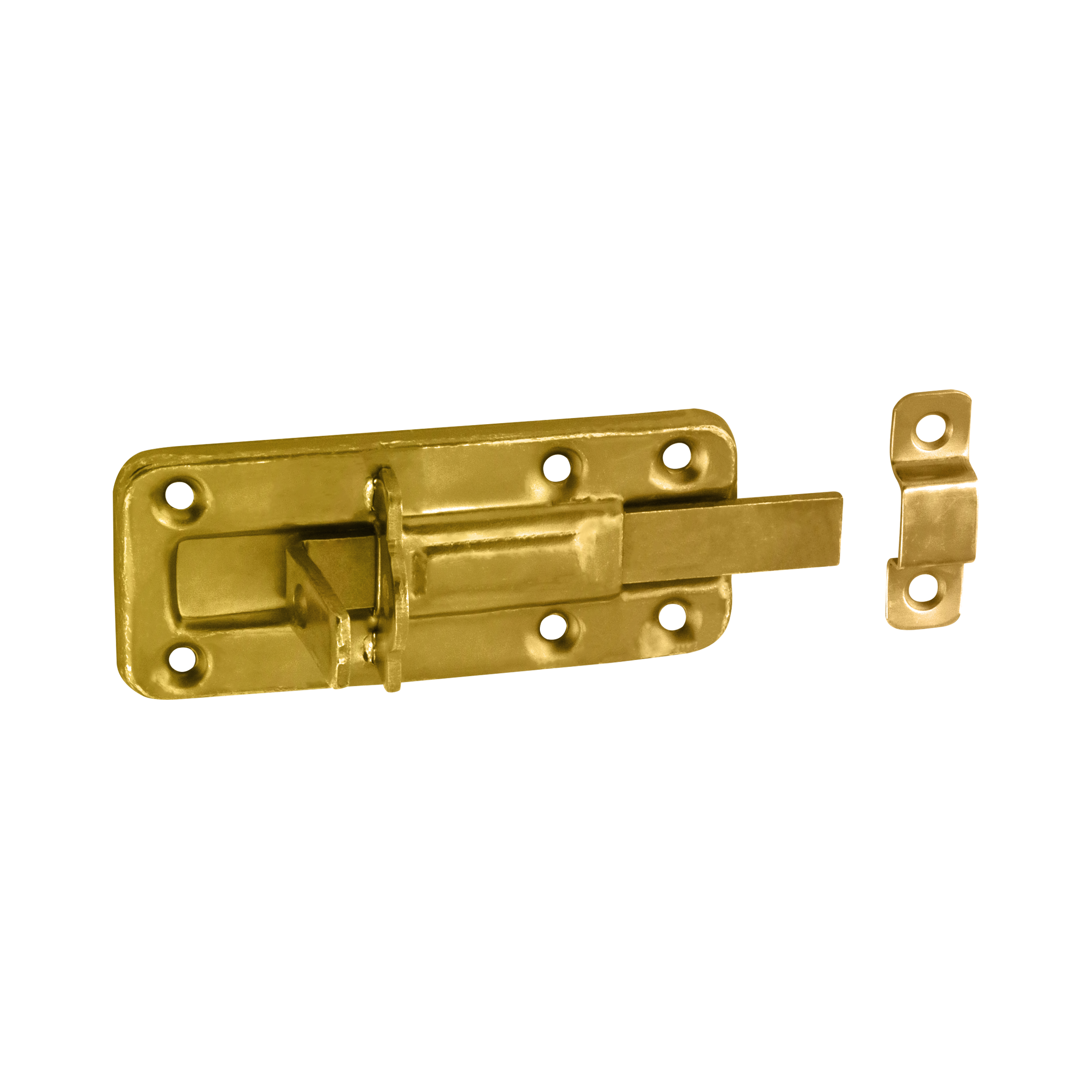 Schlossriegel mit geradem Riegel für Gartentore - WZTW | verzinkt | 40 mm Fallenschloss mit geradem Riegel für WZTW-Tore, Gold, 100 mm, 100 x 40 x 1,0 mm, Baustahl DC01.