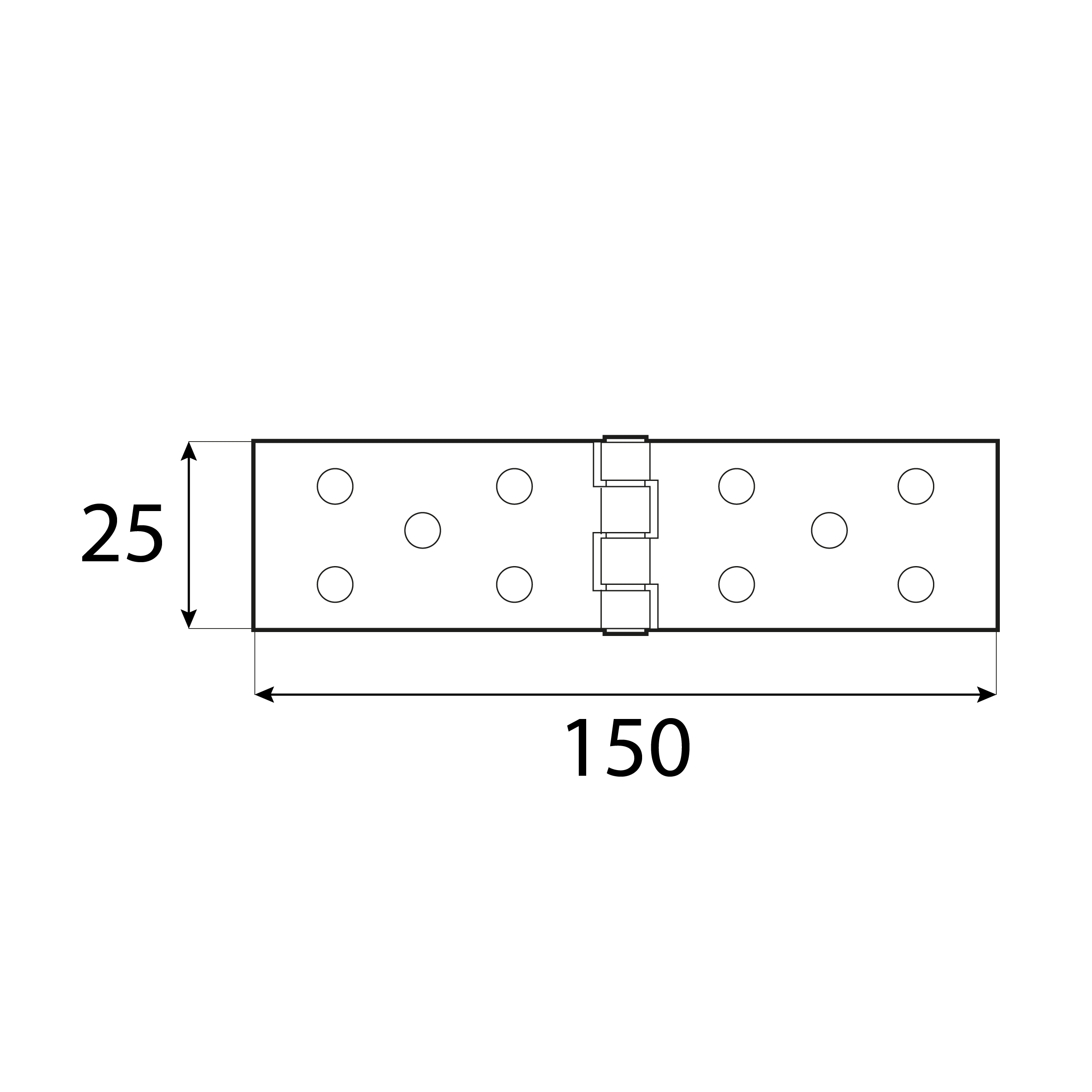 Zawias płaski budowlany splatany - Z 150/25 | 150 mm | Złoty | 25 mm