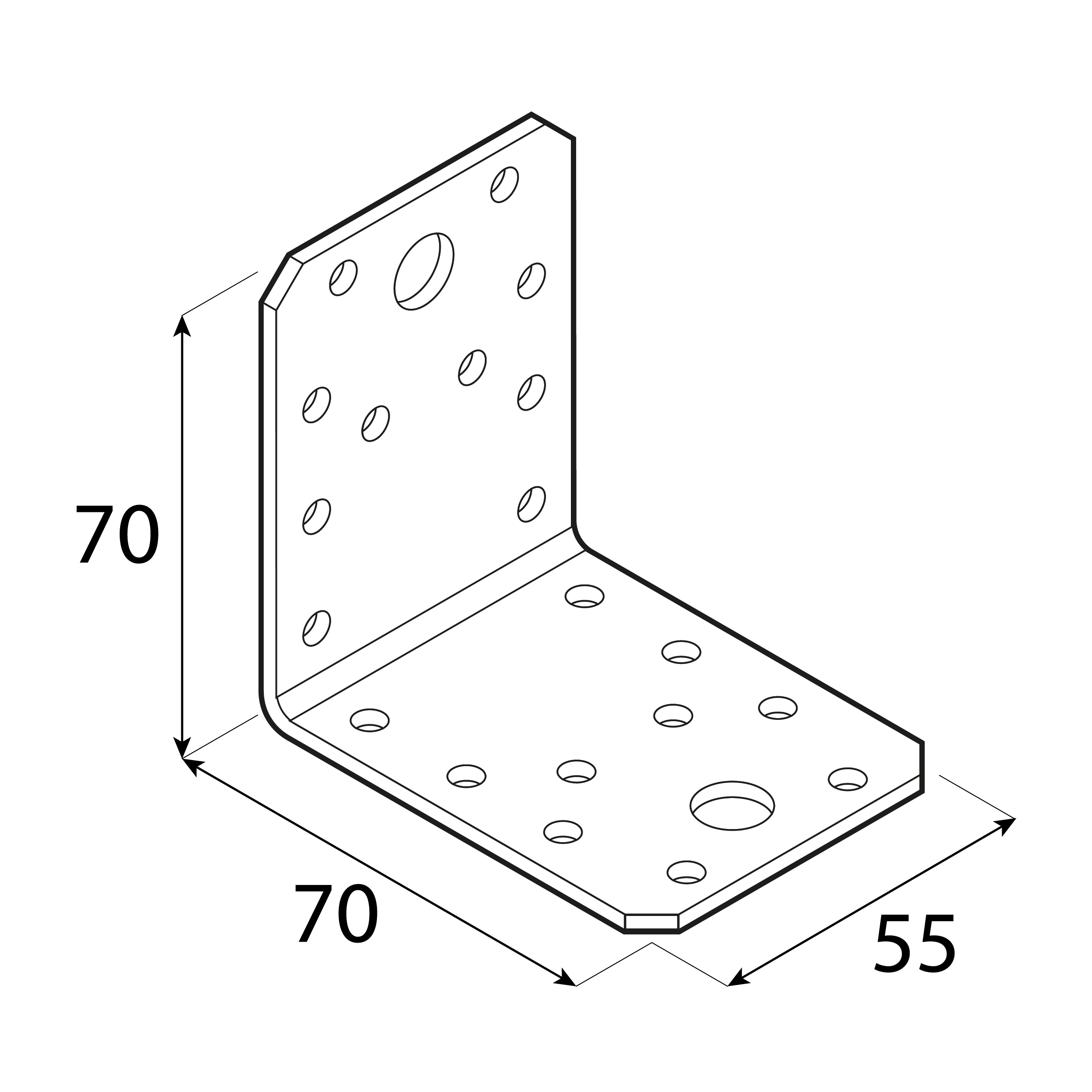 Kątownik ciesielski łącznikowy - KL 2 | 70x70x55 mm | 2,5 mm Kątownik ciesielski łącznikowy - KL 2 | 70x70x55 mm | 2,5 mm
