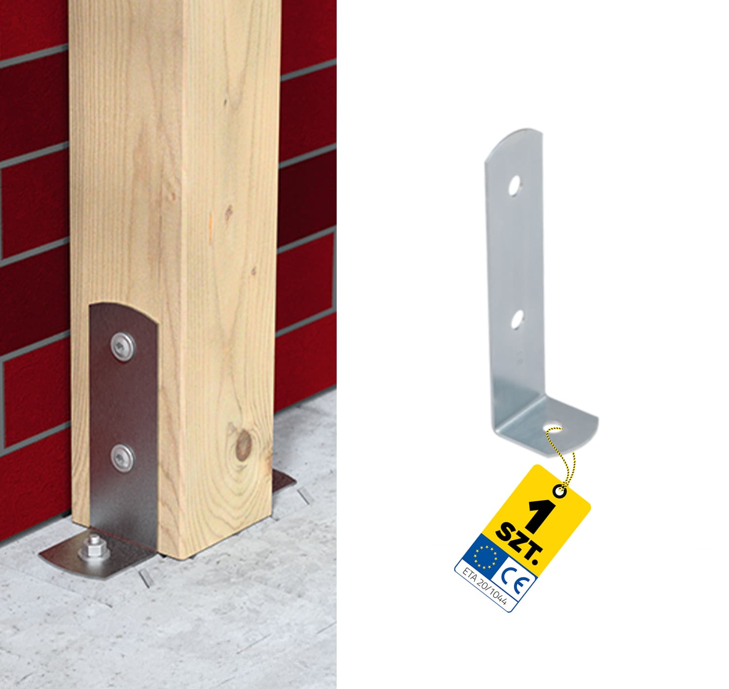 Pfostenträger zum aufdübeln leicht L-Form - PSC | 45x170 mm | feuerverzinkt Mastfuß, Leichtbeton-Schraubanker, Typ L PSC, 45x170 mm, silber.