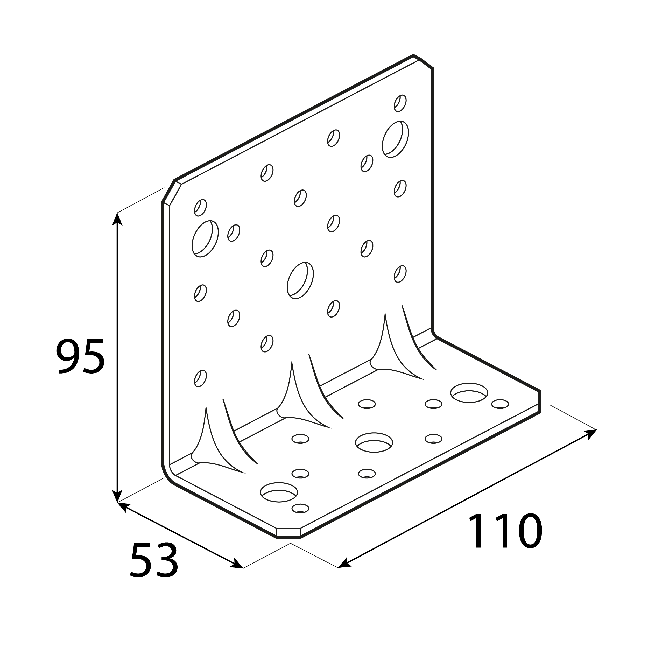 Kątownik ciesielski wzmocniony z przetłoczeniem - KPK 13 | 95x53x110 mm | 2,5 mm Kątownik ciesielski wzmocniony z przetłoczeniem - KPK 13 | 95x53x110 mm | 2,5 mm