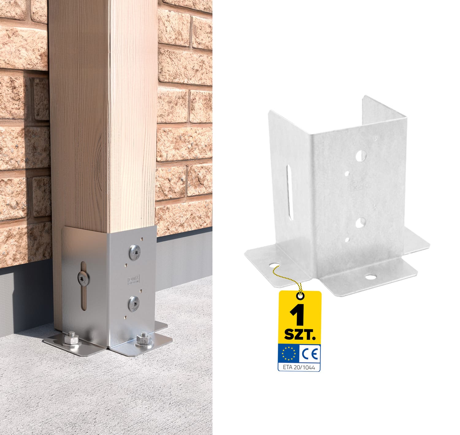 Podstawa słupa kotwa przykręcana otwarta z regulacją - PSD DX | 100 mm | Srebrny