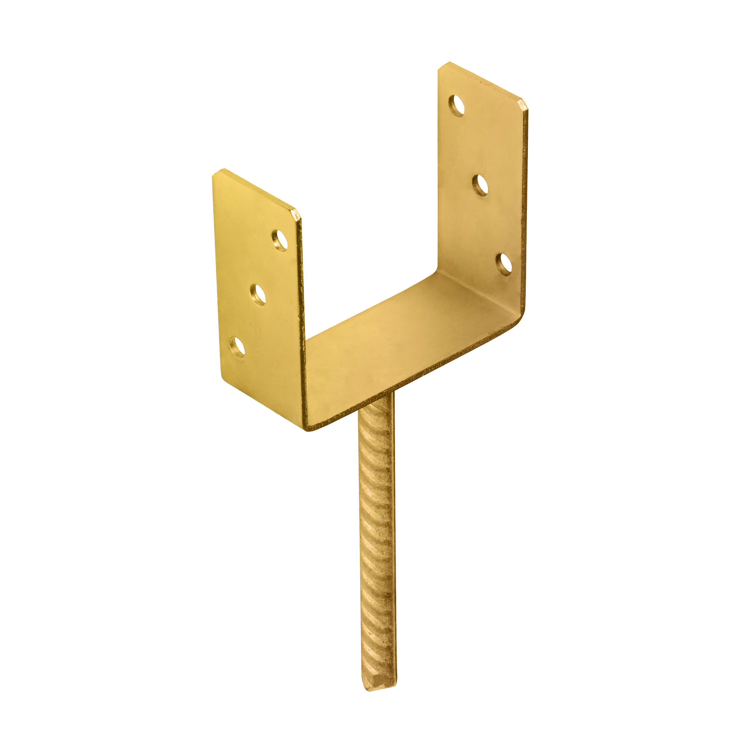 U Pfostenträger zum Einbetonieren Pfostenanker Stützen Betonanker - PS | 140 mm | Gold Mastfuß-Betonanker Typ U PS, 140 mm, gold, 141x120x60x4,0 mm, im Elementset.