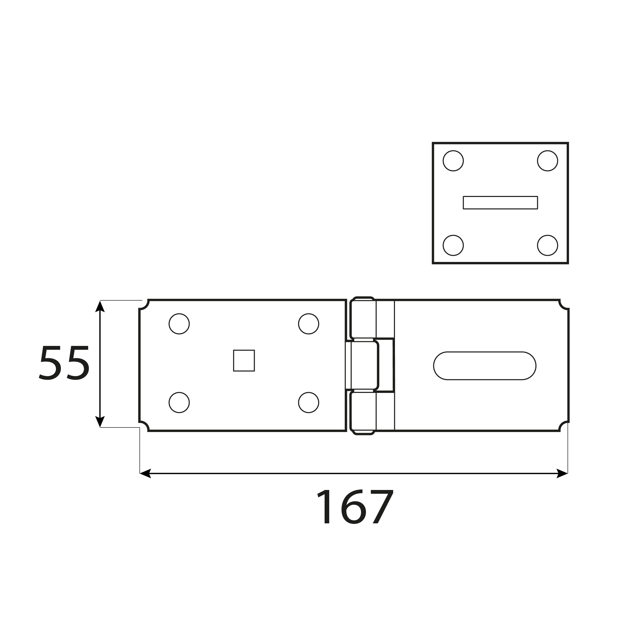 Gerader Riegel für Gartentore - ZWP | schwarz | 167 mm Gerade Spindel ZWP, schwarz, 167 mm, 167x55x4,0 mm, Baustahl DC01 2.