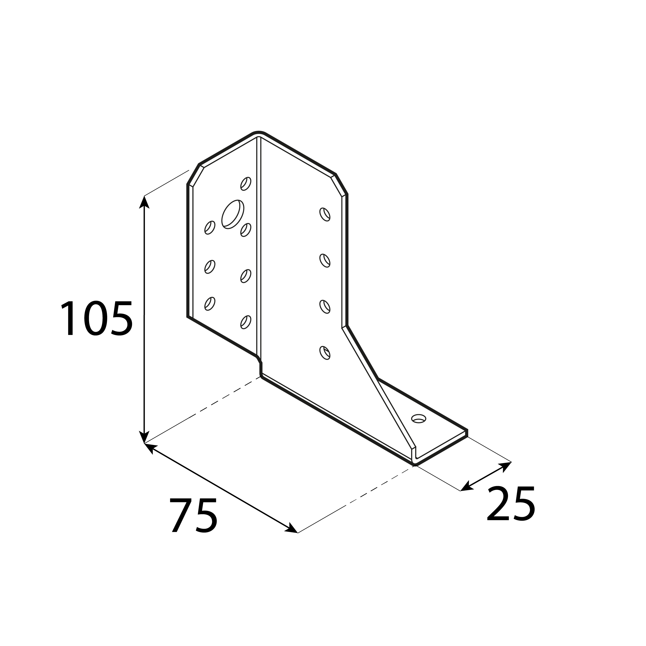 Balkenschuh geteilt links Balkenträger zweiteilig Trägerschuh - WBD 105 L | 25x105x75 mm | feuerverzinkt Geteilter Trägerhalter, links WBD 105 L, 25x105x75 mm, silber, DX51D-Baustahl, Schuss 1.