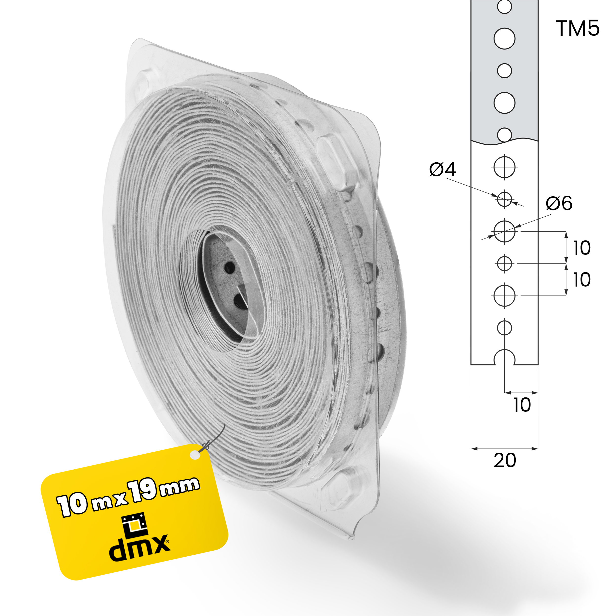 Taśma montażowa perforowana stal - TM 5 | 10 m | Srebrny | TM 5 Taśma montażowa perforowana stal - TM 5 | 10 m | Srebrny | TM 5