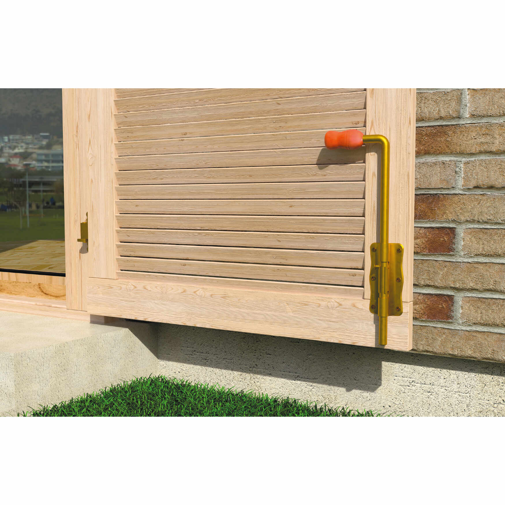 Runder Torriegel für Tor und Gartentor Bolzenriegel - WRG | verzinkt | 290 mm Rundriegelriegel für WRG-Torpforte, gold, 290 mm, 240 x 60 x 2,0 mm, Baustahl DC01 1.