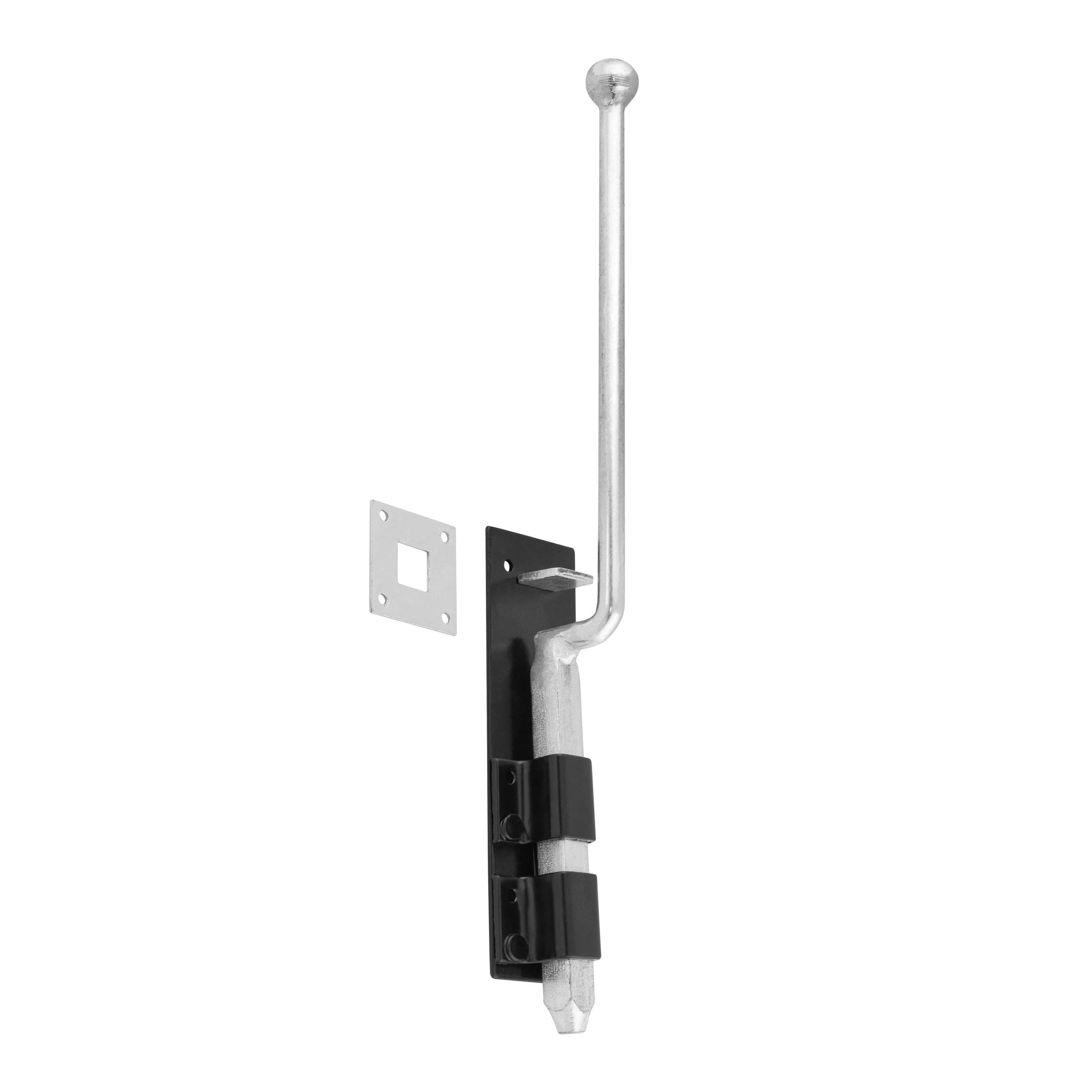 Vertikaler Torriegel für Tor und Gartentor Bolzenriegel - WRZ | schwarz | 410 mm Vertikaler Riegelschließer für WRZ-Tor, schwarz, 410 mm, 410 x 55 x 3,0 mm, DC01-Baustahl.