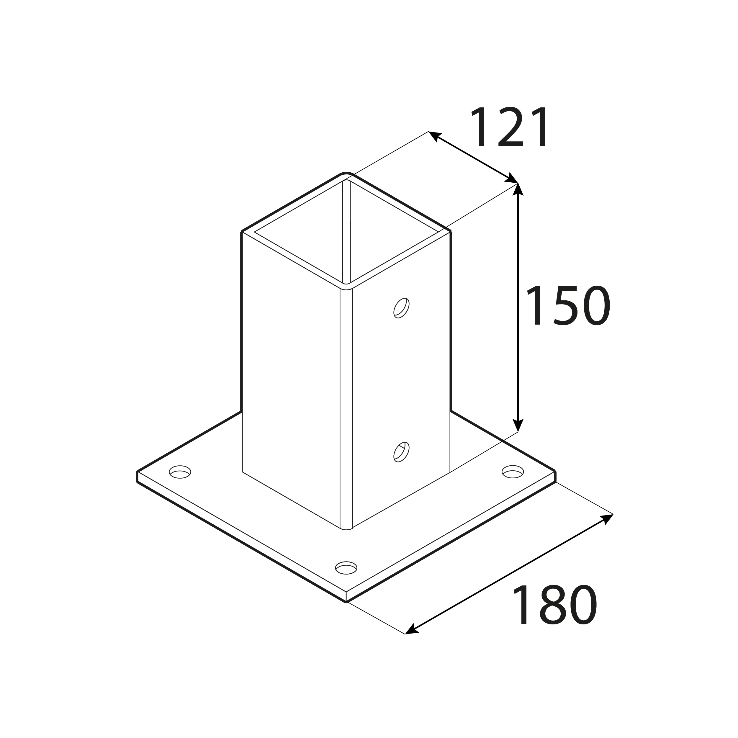 Podstawa słupa kotwa przykręcana z podstawą prostokątną - PSP | 120 mm | Srebrny Podstawa słupa kotwa przykręcana z podstawą prostokątną - PSP | 120 mm | Srebrny