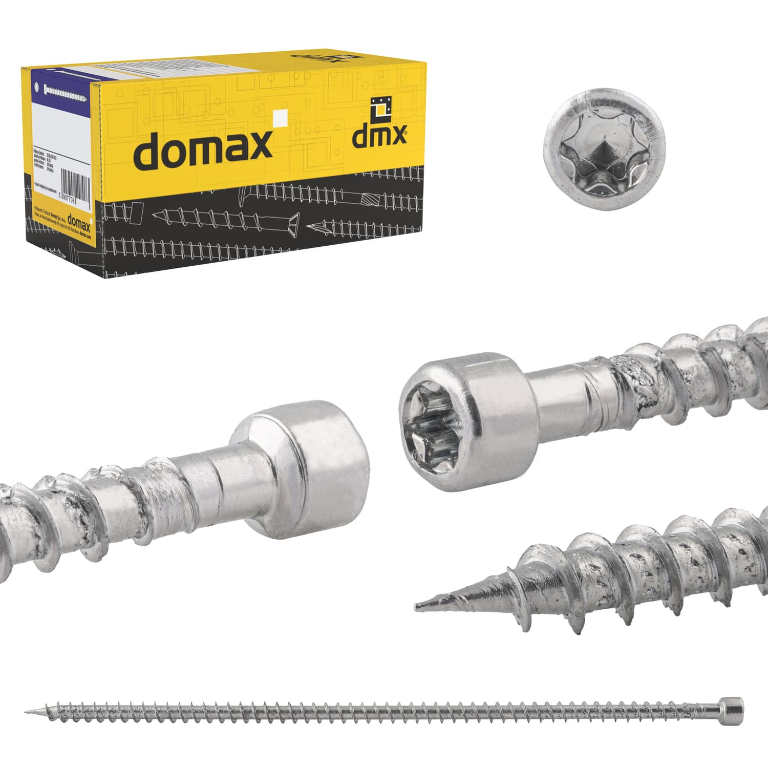 Wkręty z pełnym gwintem konstrukcyjne z łbem walcowym TORX - CPW | 6 x 220 mm | Srebrny | 100 szt