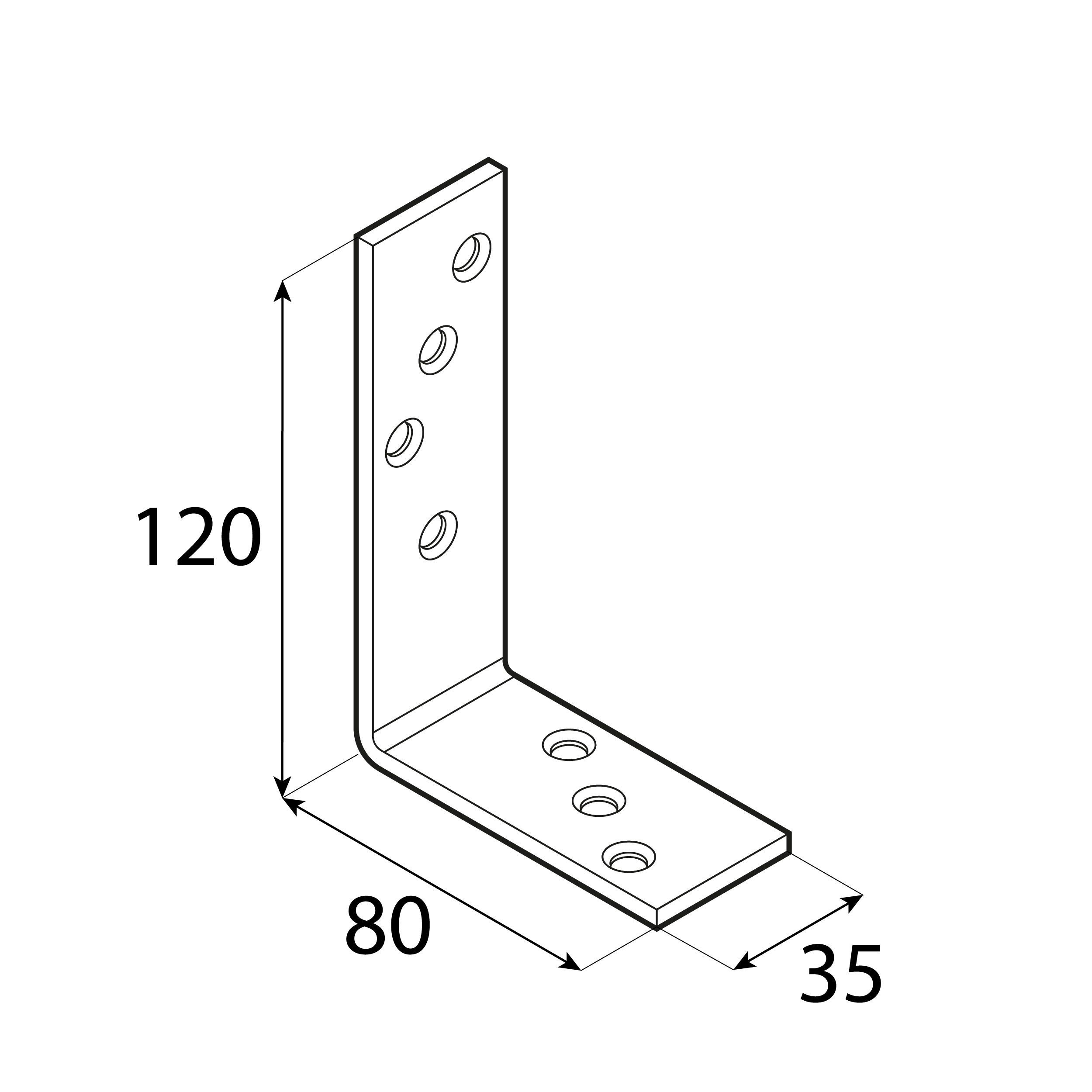 Kątownik stalowy belki - KB 2 | 120x80x35 mm | Złoty
