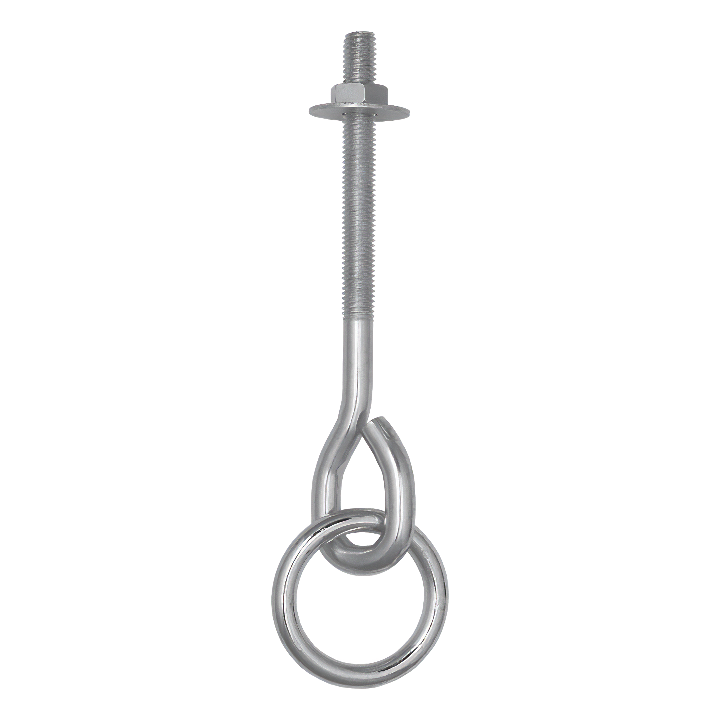 Schaukelhaken mit Ring - MHUM | 130 mm | M12 Schaukelhaken mit Ring, Schlingenhalterung MHUM, 130 mm, M12, Silber, Kohlenstoffstahl.