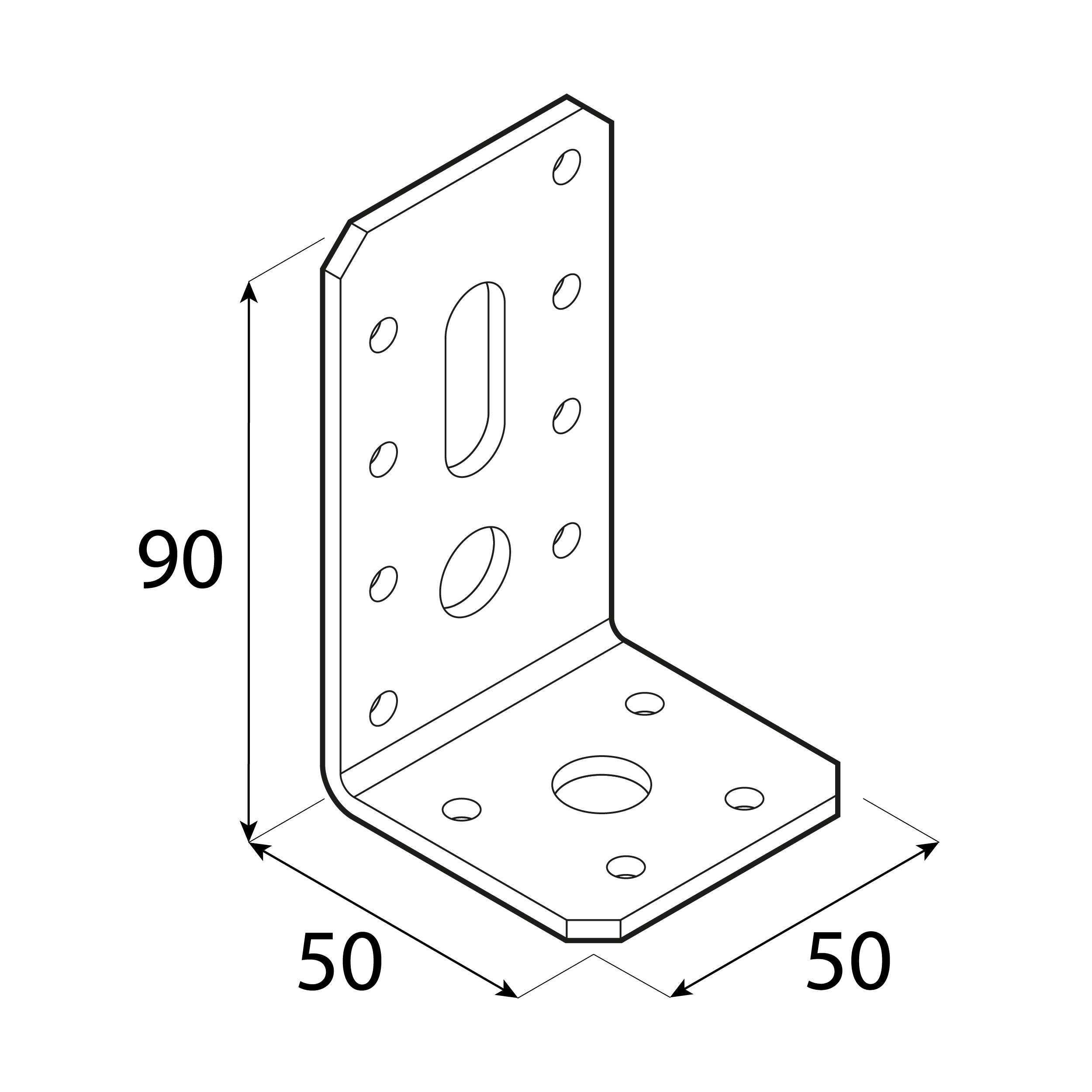 Universal-Verstellwinkel Stahl verstellbar Montagewinkel Holzverbinder feuerverzinkt - KR 5 | 90x50x50 mm | 3 mm Universeller Stahlwinkel mit Verstellung KR 5, 90x50x50 mm, 3 mm, 90x50x50x3 mm, DX51D Baustahl, silber.