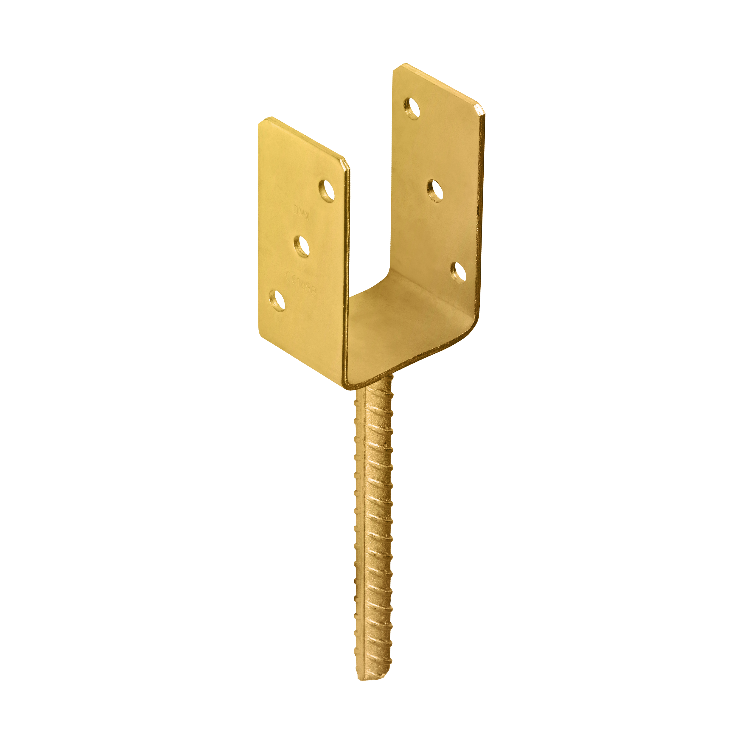 U Pfostenträger zum Einbetonieren Pfostenanker Stützen Betonanker - PS | 80 mm | Gold Mastfuß-Betonanker Typ U PS, 80 mm, gold, 81x120x60x4,0 mm, im Elementset.