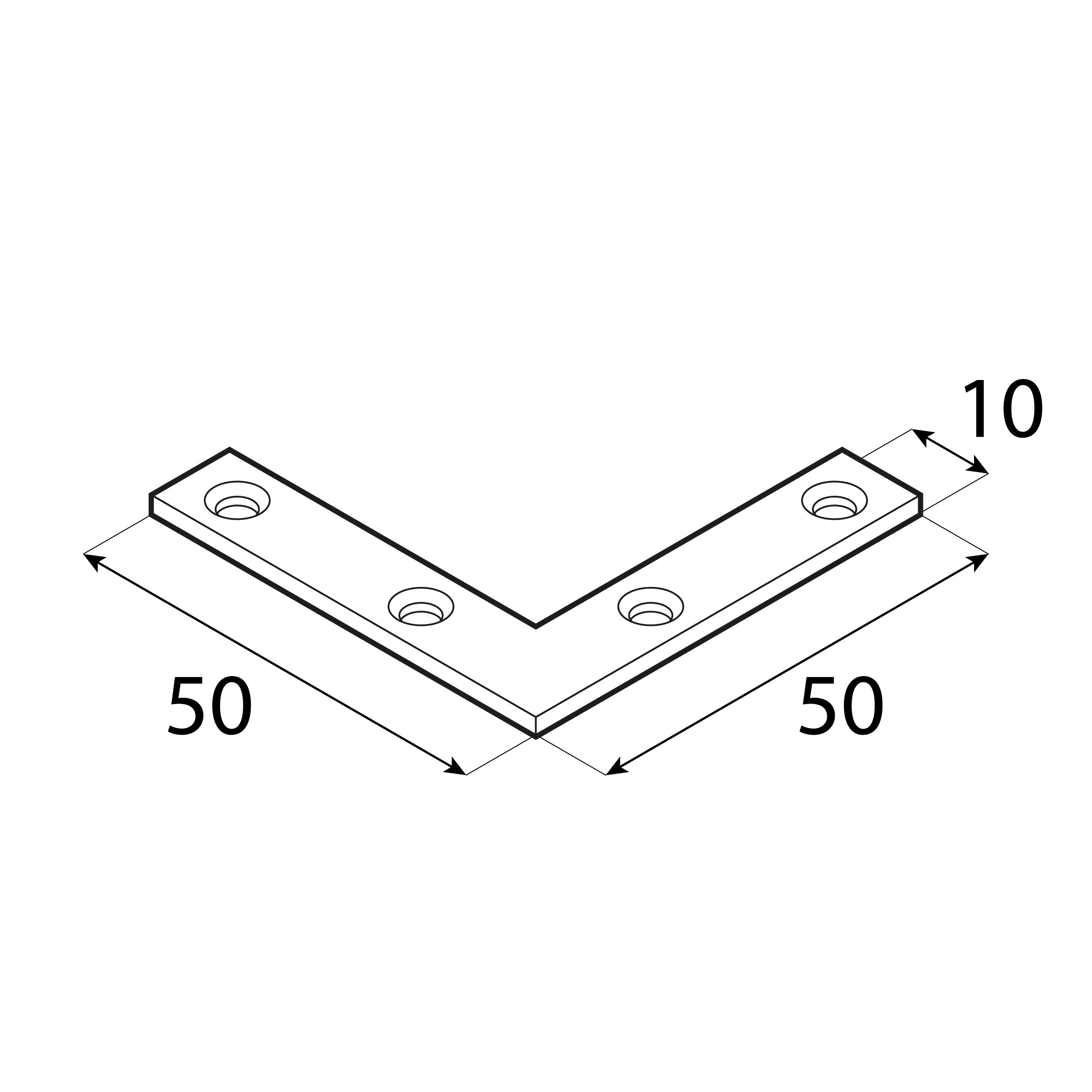 Eckwinkel Montagewinkel Fensterwinkel Winkelverbinder - NA 50 | 50x10 mm | 2 mm | verzinkt Fenstereinbauecke NA 50, 50x10 mm, 2 mm, silber, 50x50x10x2,0 mm, DC01 Baustahl, Schuss 1.