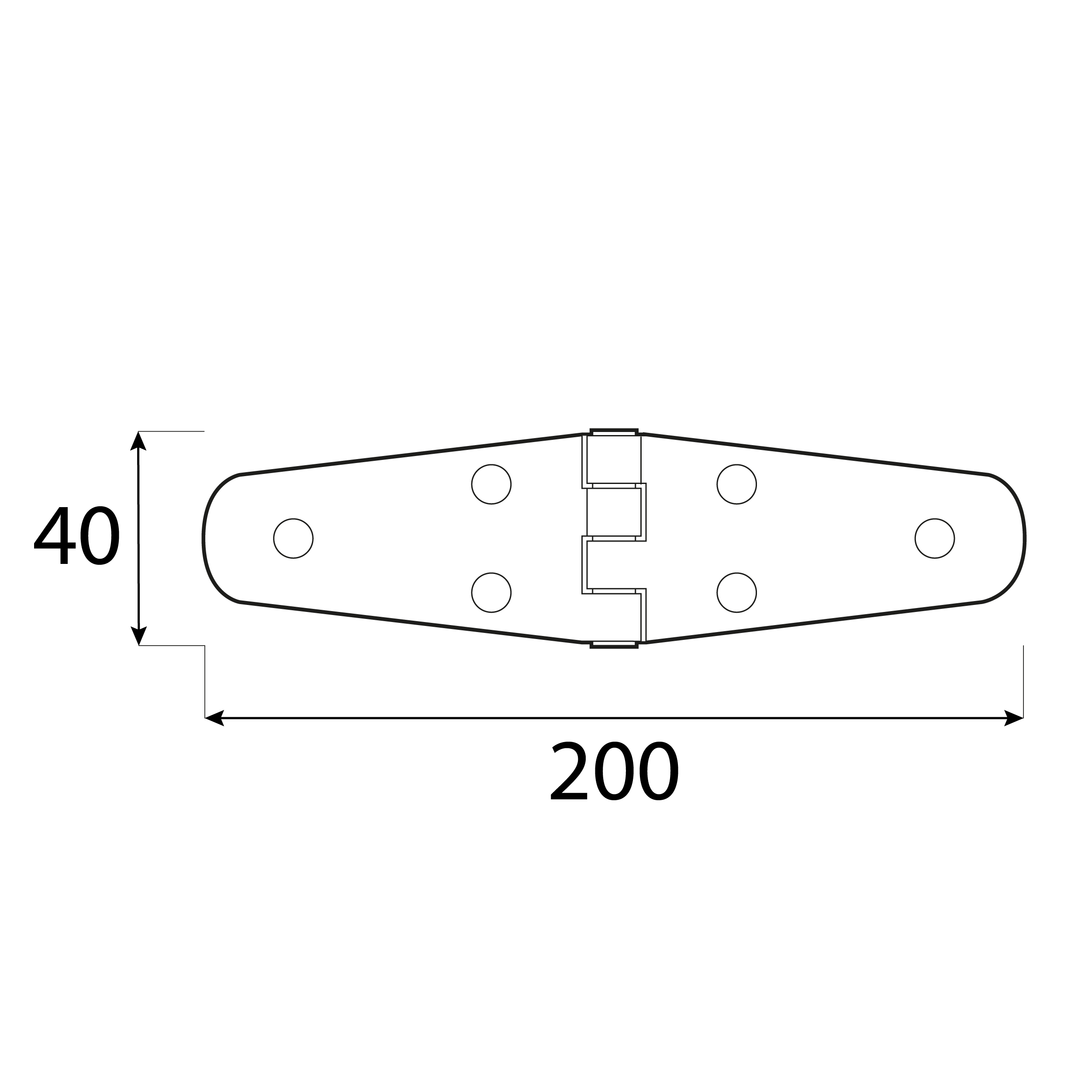 Zawias trójkątny pasowy płaski do drzwi i okiennic - ZTS 200 | 200 mm | Czarny | 40 mm Zawias trójkątny pasowy płaski do drzwi i okiennic - ZTS 200 | 200 mm | Czarny | 40 mm