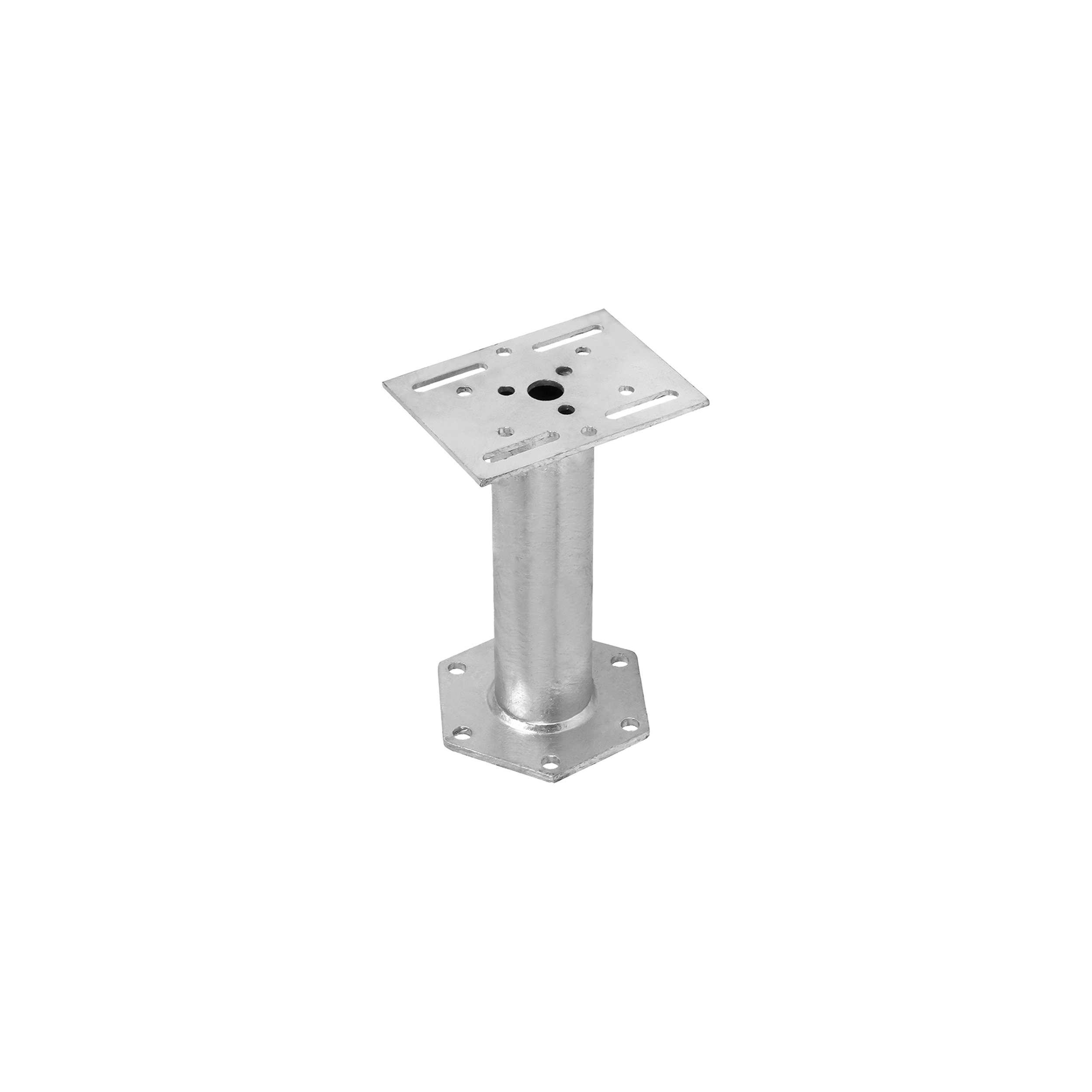 Verlängerung für PWM/PWF Bodenhülse sechseckiger Flansch - PWC | 300 mm Basisverlängerung PWM/PWF, sechseckiger PWC-Flansch, 300 mm, S235-Baustahl, silber, im Set enthalten.