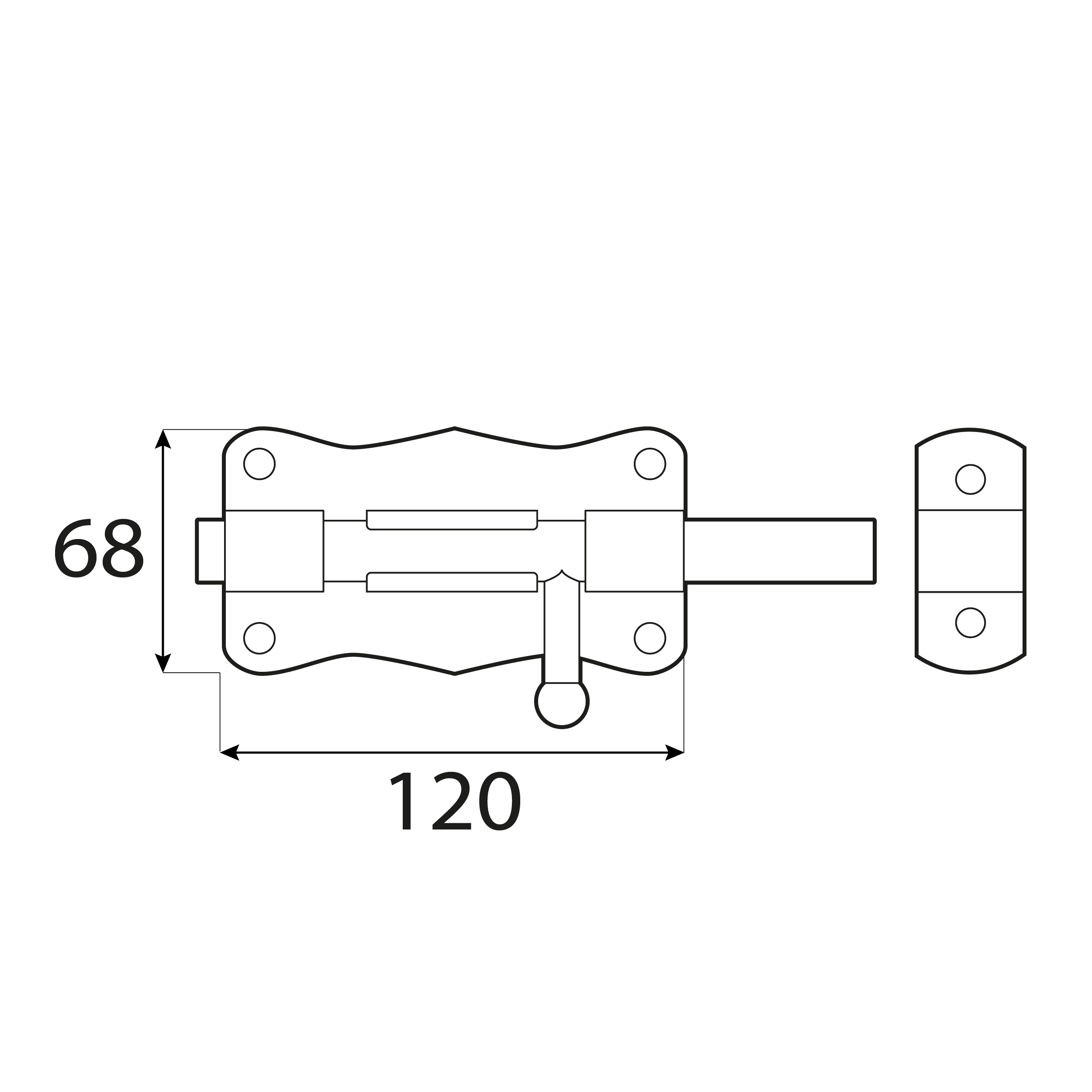 Zasuwka zamknięcie z ryglem okrągłym do furtek - WRO | Złoty | 120 mm