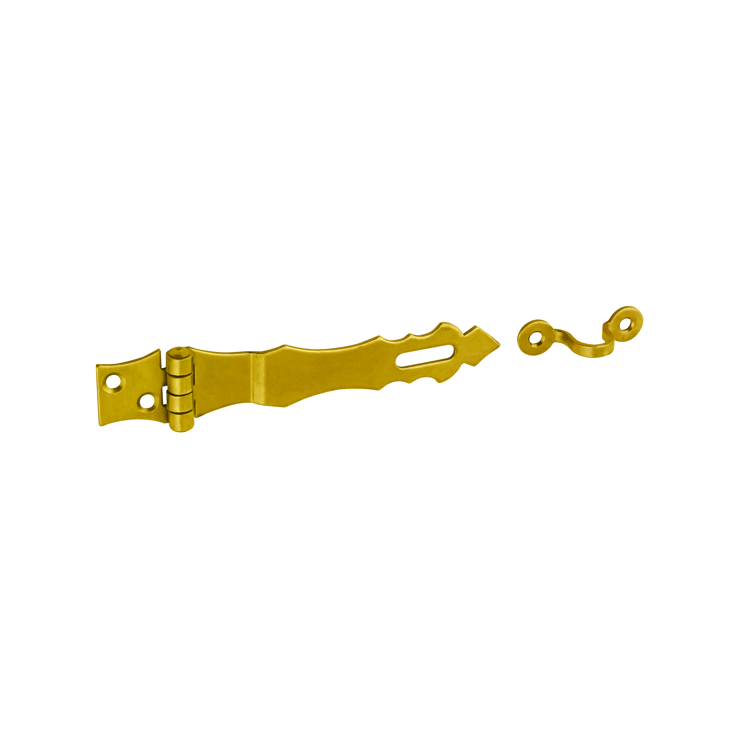 Dekorative Überfalle - ZOZ | verzinkt | 125 mm Zierscharnier mit Verschluss ZOZ, Gold, 125 mm, 125x30x2,0 mm, DC01-Baustahl.