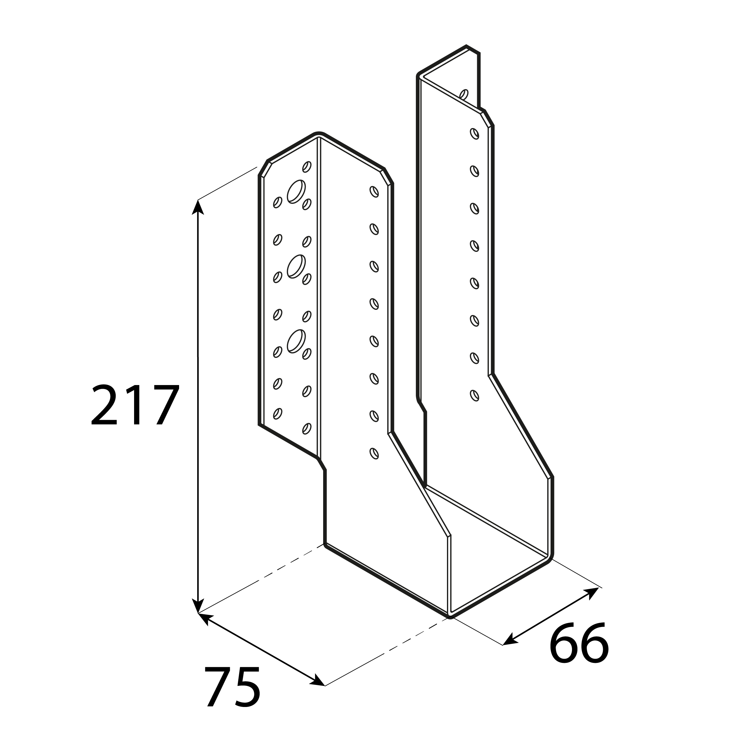 Balkenschuh Balkenträger Trägerschuh Holzverbinder - WB 58 | 66x217x75 mm | feuerverzinkt Balkenaufhänger Holzbalkenhalter WB 58, 66x217x75 mm, silber, 66x217x75x2,0 mm, Baustahl DX51D 2, Schuss 1.