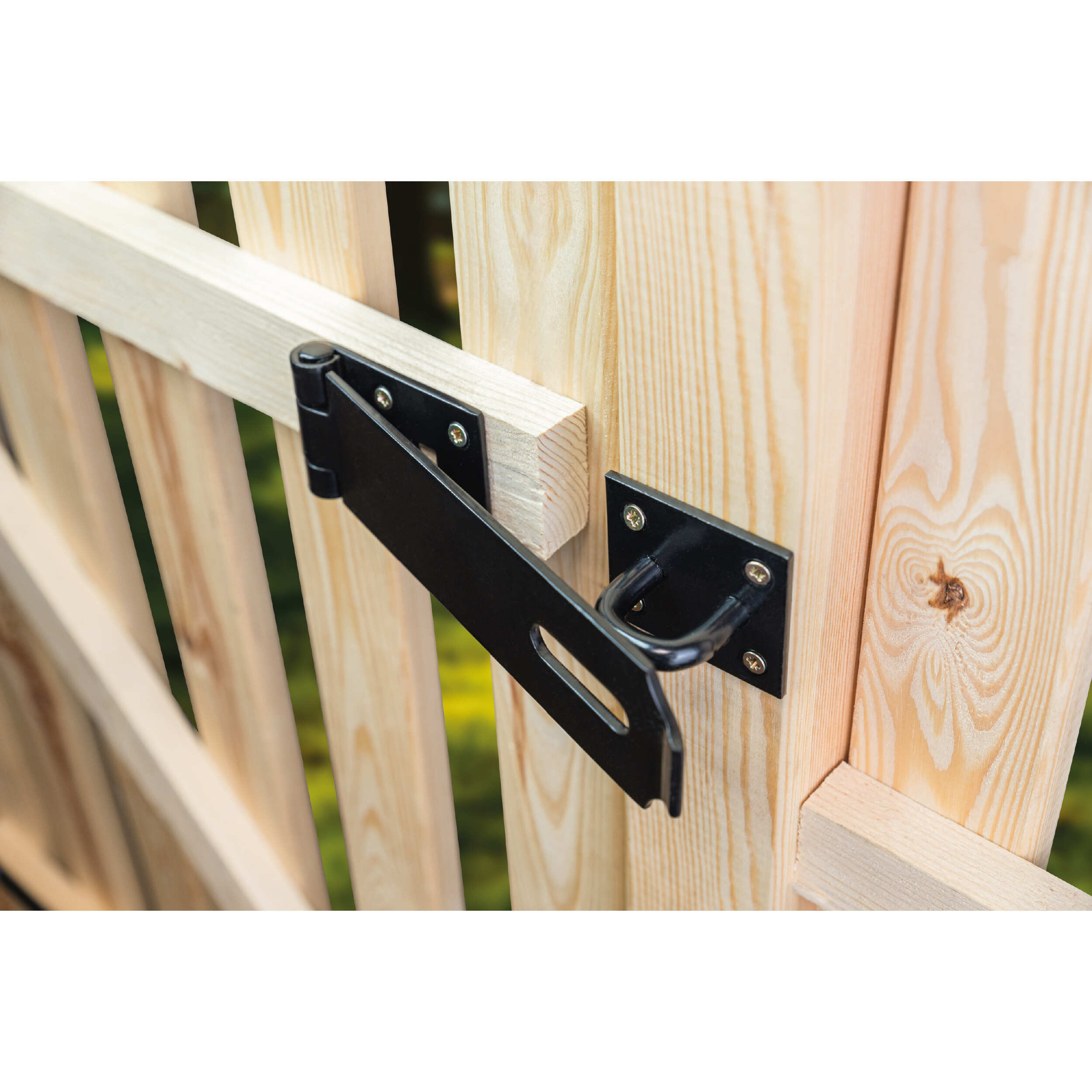 Verdeckter Riegel für Gartentore - ZWK | schwarz | 155 mm Scharnier mit verdecktem Schloss ZWK, schwarz, 155 mm, 155x40x1,8 mm, Baustahl DC01 1.