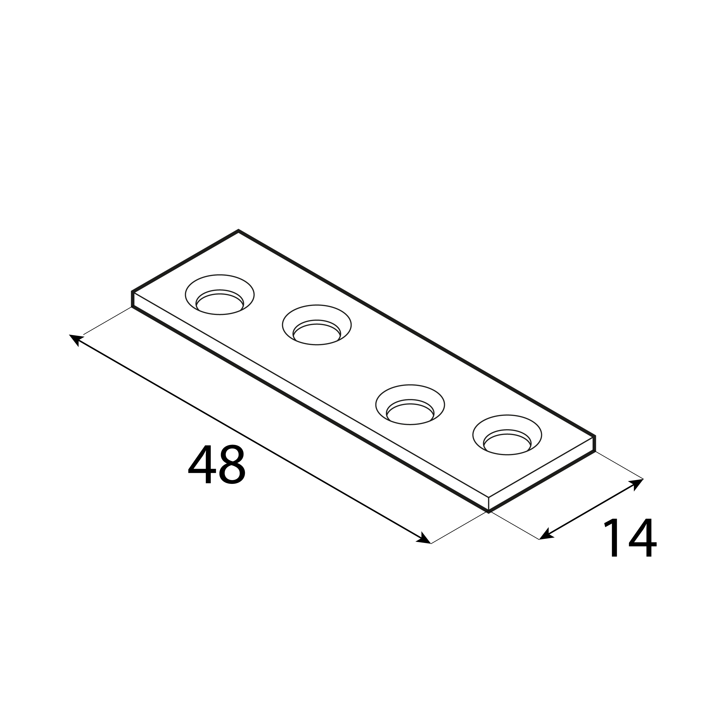 Flachverbinder schmal universal Lochplatte Verbindungsblech verzinkt - LW 60 | 58x14 mm | 50 Stück Schmaler Universal-Stahlverbinder LW 60, 58x14 mm, 50 Stk., 58x14x1,5 mm, DC01 Baustahl, silber.