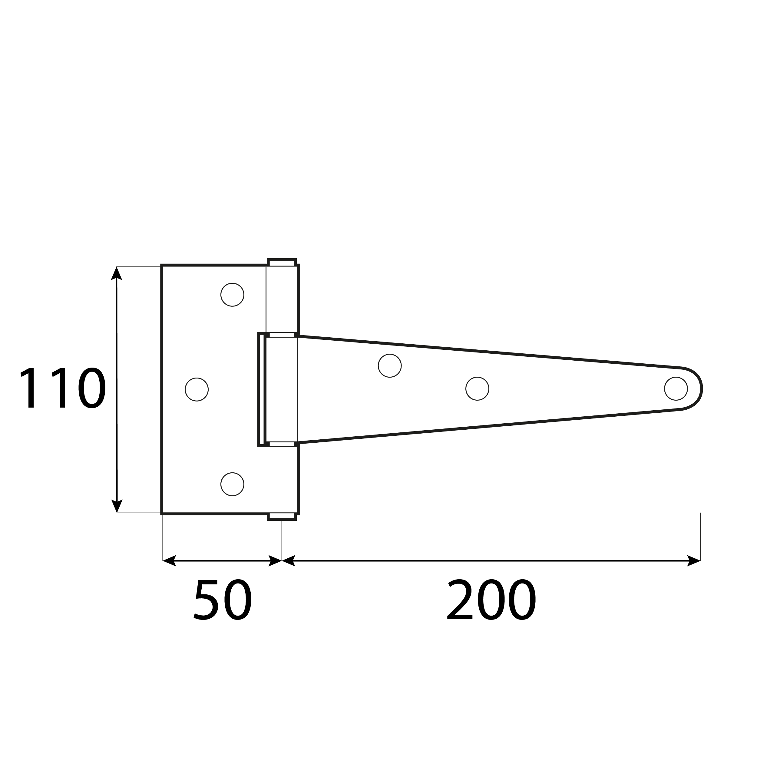 Dreiecksscharnier T-Scharnier Gartentor - ZT | schwarz | 150 mm Dreiecksscharnier fĂŒr das Rollladentor ZT 150, 150 mm, schwarz, DC01-Baustahl.