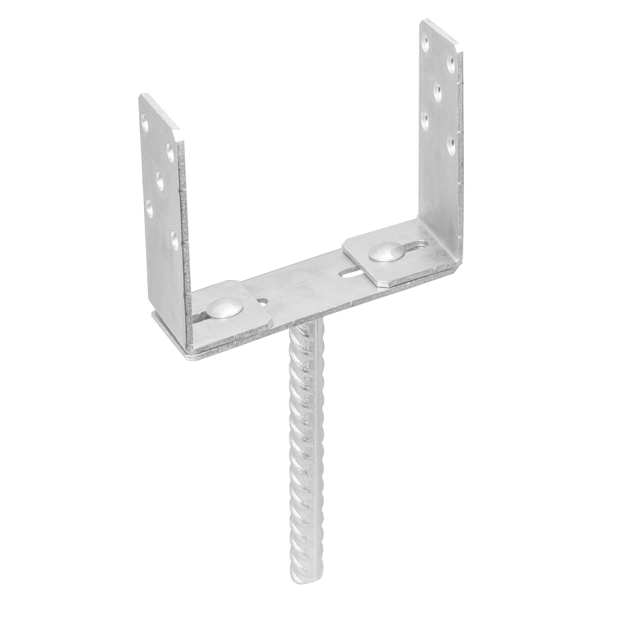 Podstawa słupa kotwa do wmurowania typ U regulowana - PSRU | 60-200 mm | Srebrny