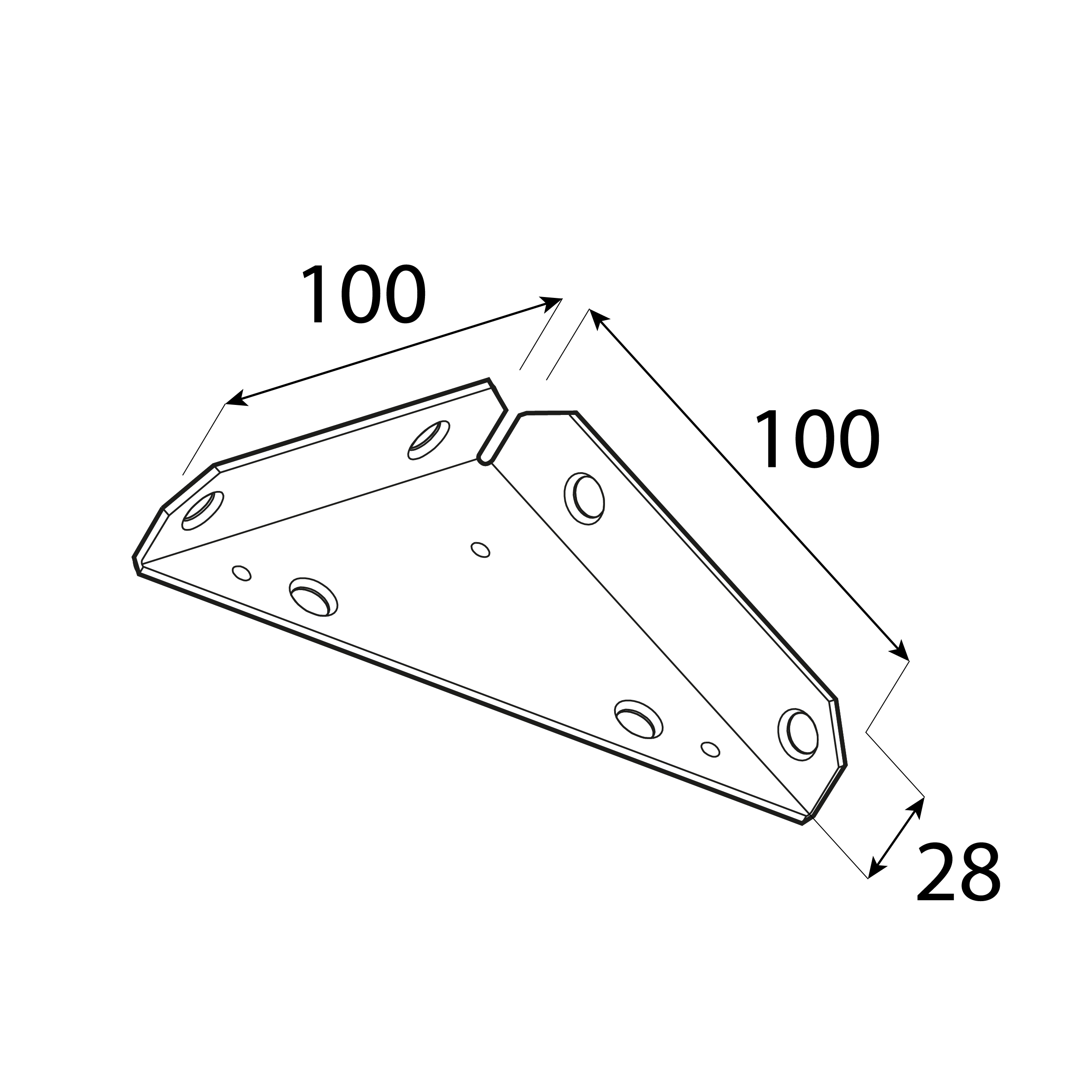 Narożnik skrzyniowy stalowy - NS 100 | 100x100x28 mm | Złoty | 10 szt