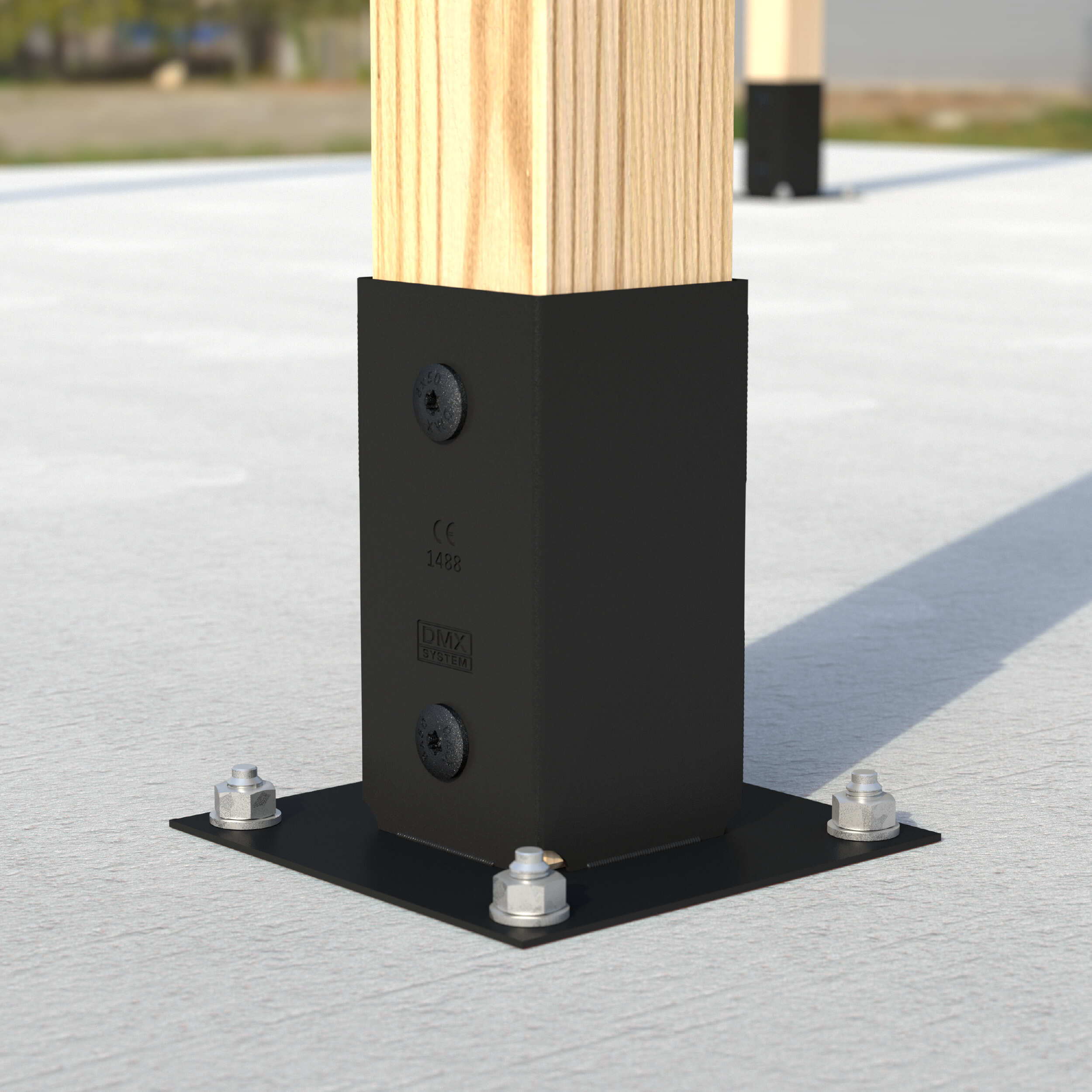 Pfostenträger zum aufdübeln mit rechteckiger Grundplatte - PSP | 90 mm | feuerverzinkt Pfostenfuß-Schraubanker mit rechteckigem Fuß PSP, 90 mm, silber, 91x150x1,8 mm 1.