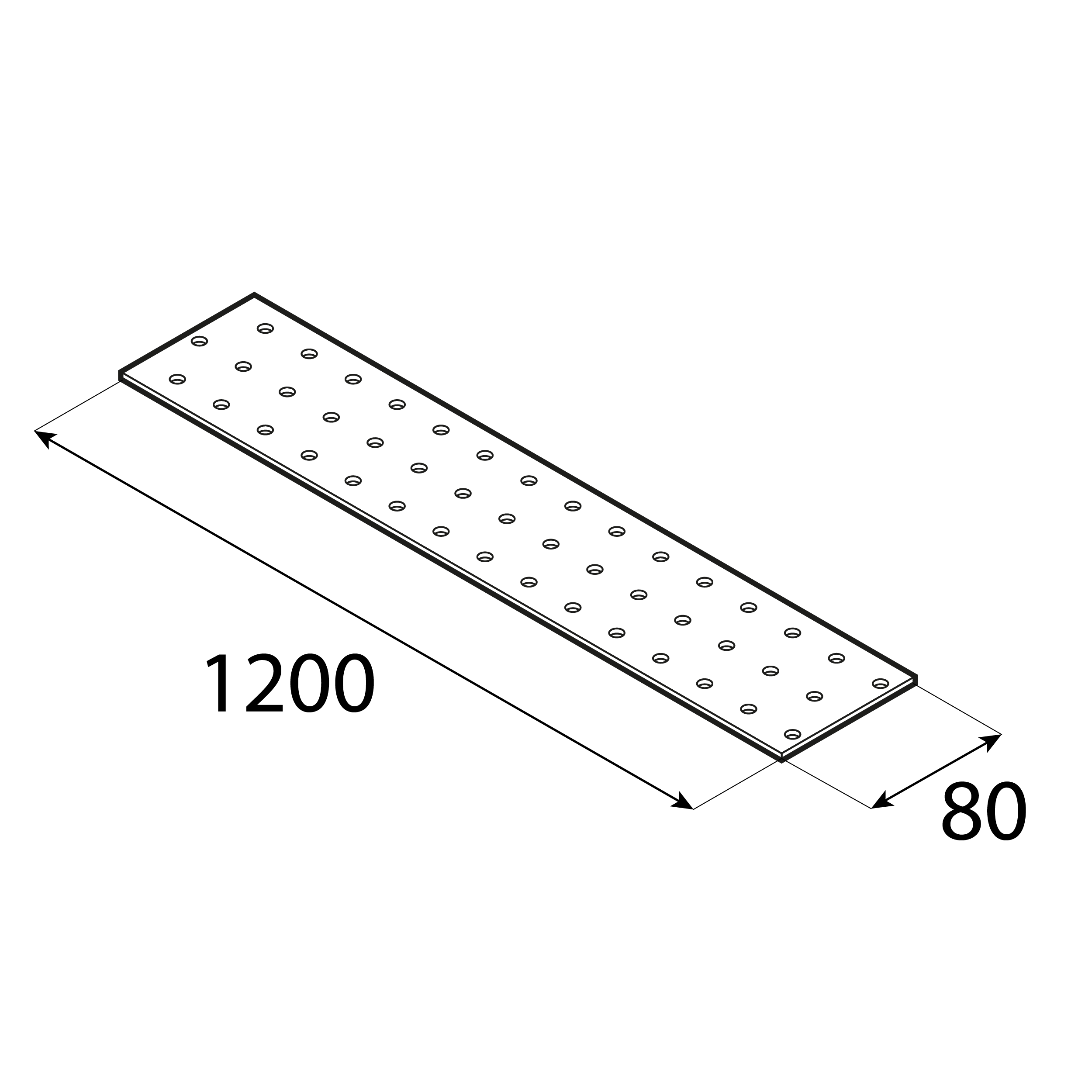 Płytka perforowana płaskownik - PP 93 | 1200x80 mm | 2 mm
