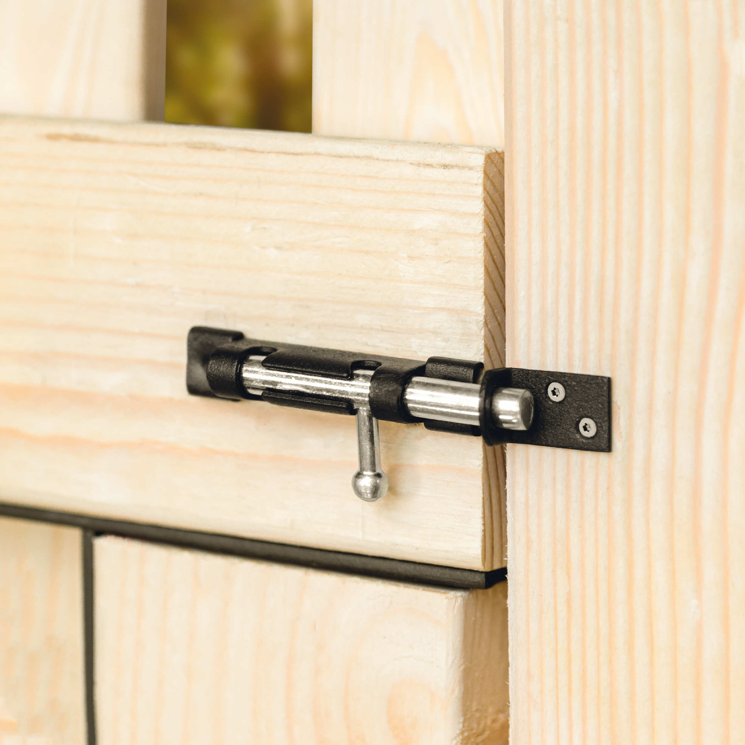 Schlossriegel mit rundem Riegel für Gartentore - WOS | schwarz | 10 mm Riegel mit Rundriegel WOS 70, 70 mm, schwarz, 70x10 mm 1.