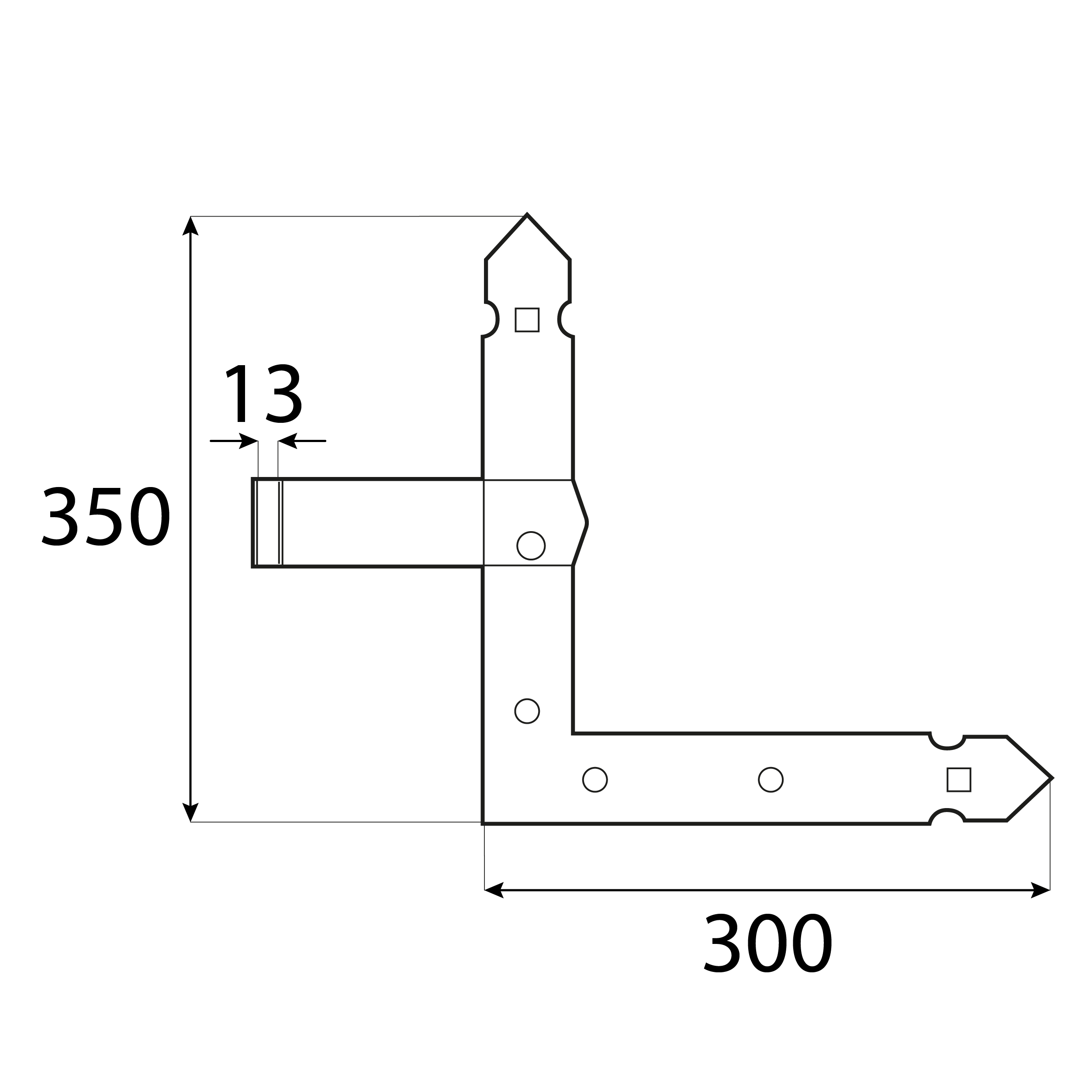 2er-Set Zierwinkelband für Fensterläden - ZNO | schwarz | 300x350 mm | fi 13 mm Set mit 2x dekorativen Eckscharnieren für Fensterläden ZNO 350/13 L+R, 300 mm, schwarz, 13 mm 13.