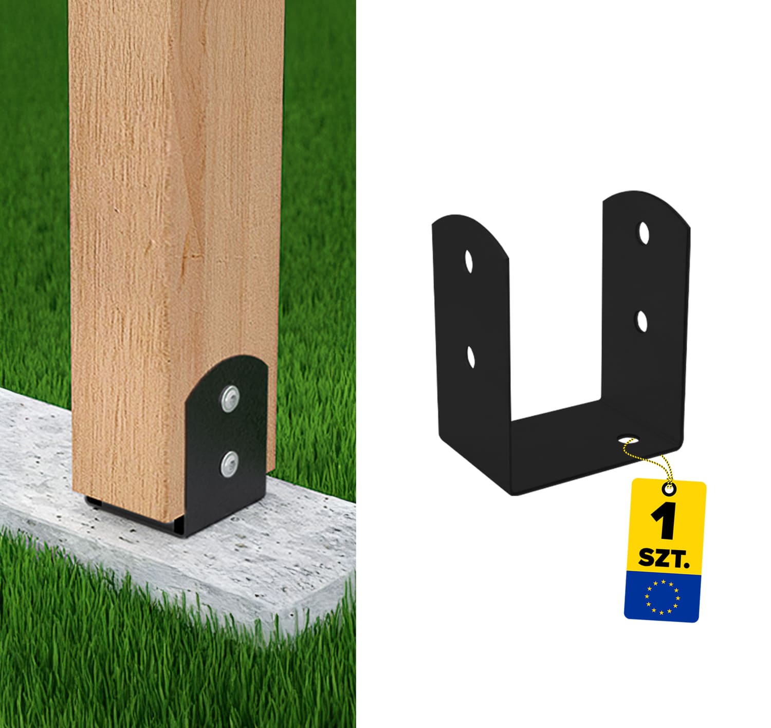 Podstawa słupa kotwa przykręcana do betonu typ U lekka - PSOL | 90 mm | Antracyt Podstawa słupa kotwa przykręcana do betonu typ U lekka - PSOL | 90 mm | Antracyt