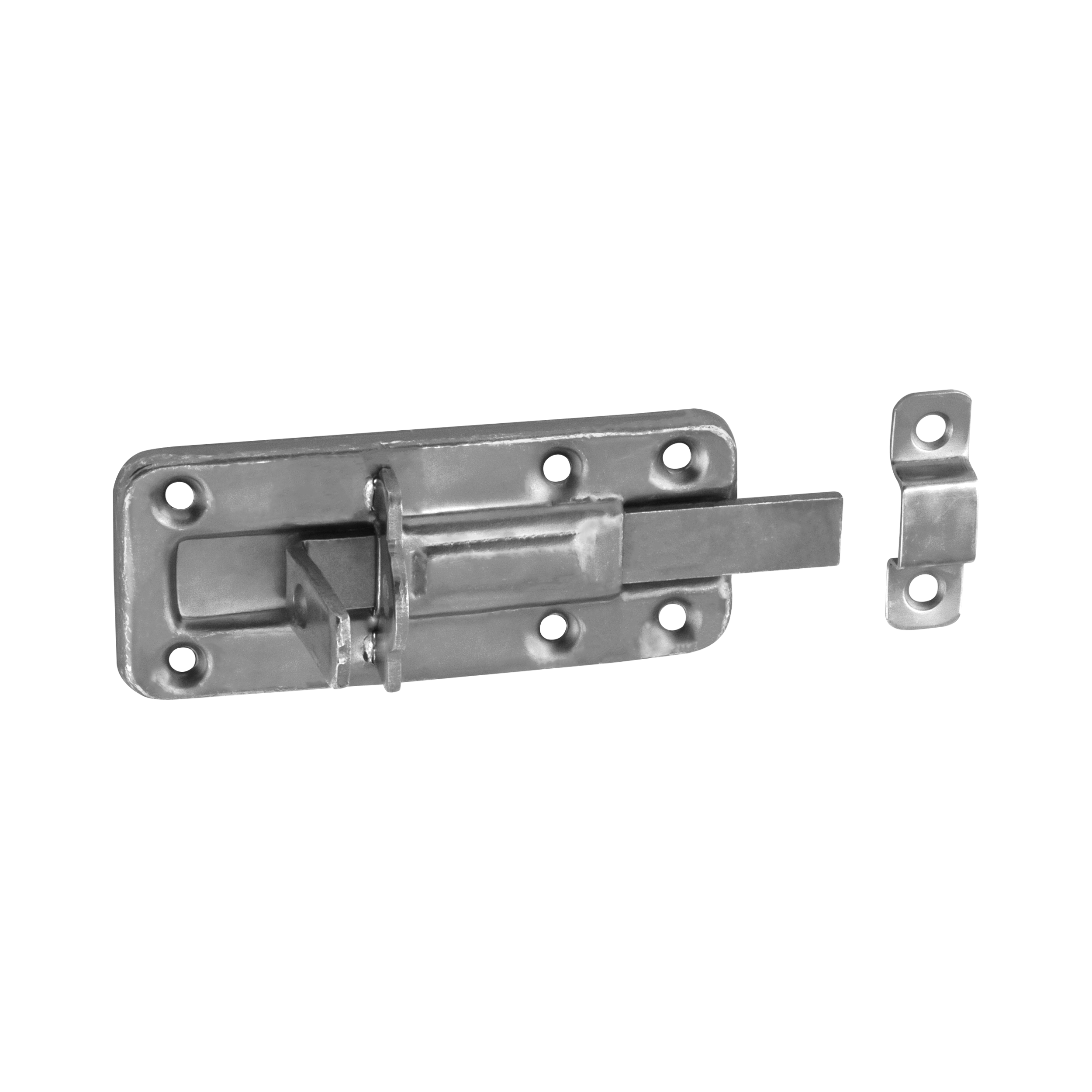 Schlossriegel mit geradem Riegel für Gartentore - WZTW | silber | 40 mm Fallenschloss mit geradem Riegel für WZTW-Pforten, silber, 100 mm, 100 x 40 x 1,0 mm, DC01-Baustahl.