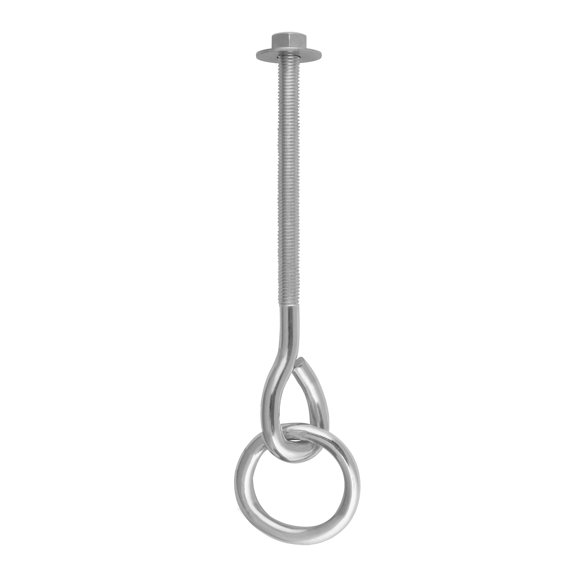 Schaukelhaken mit Ring - MHUM | 200 mm | M12 Schaukelhaken mit Ring, Schlingenhalterung MHUM, 200 mm, M12, Silber, Kohlenstoffstahl, inklusive.