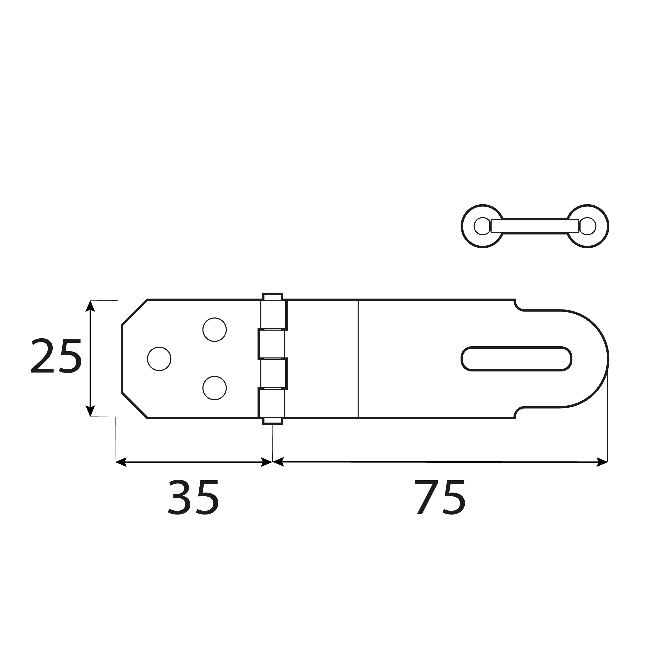 Zawias z zamknięciem prosty - ZZP  | Złoty | 35 mm