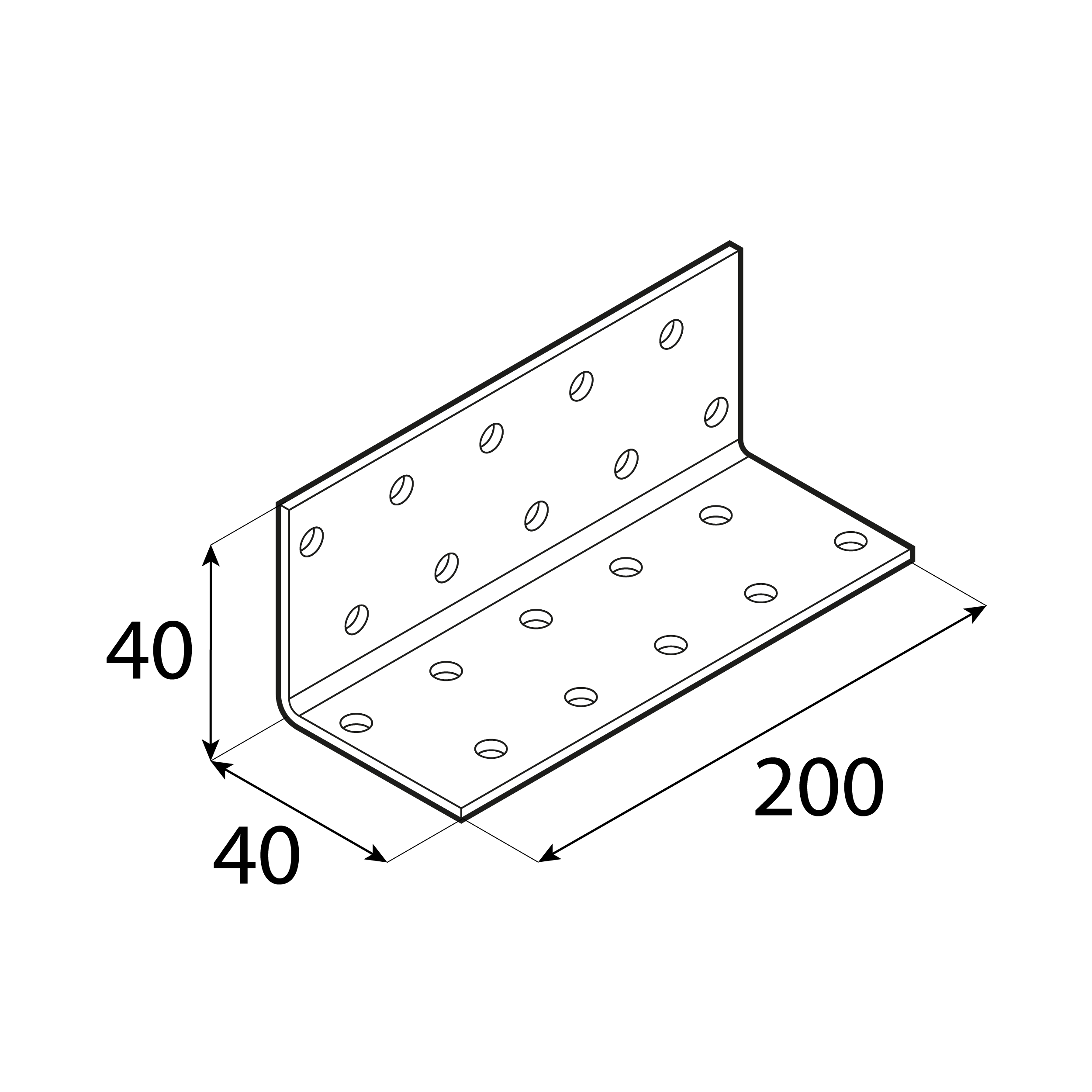 Kątownik montażowy stalowy uniwersalny  - KM 15 | 40x40x200 mm | 20 szt