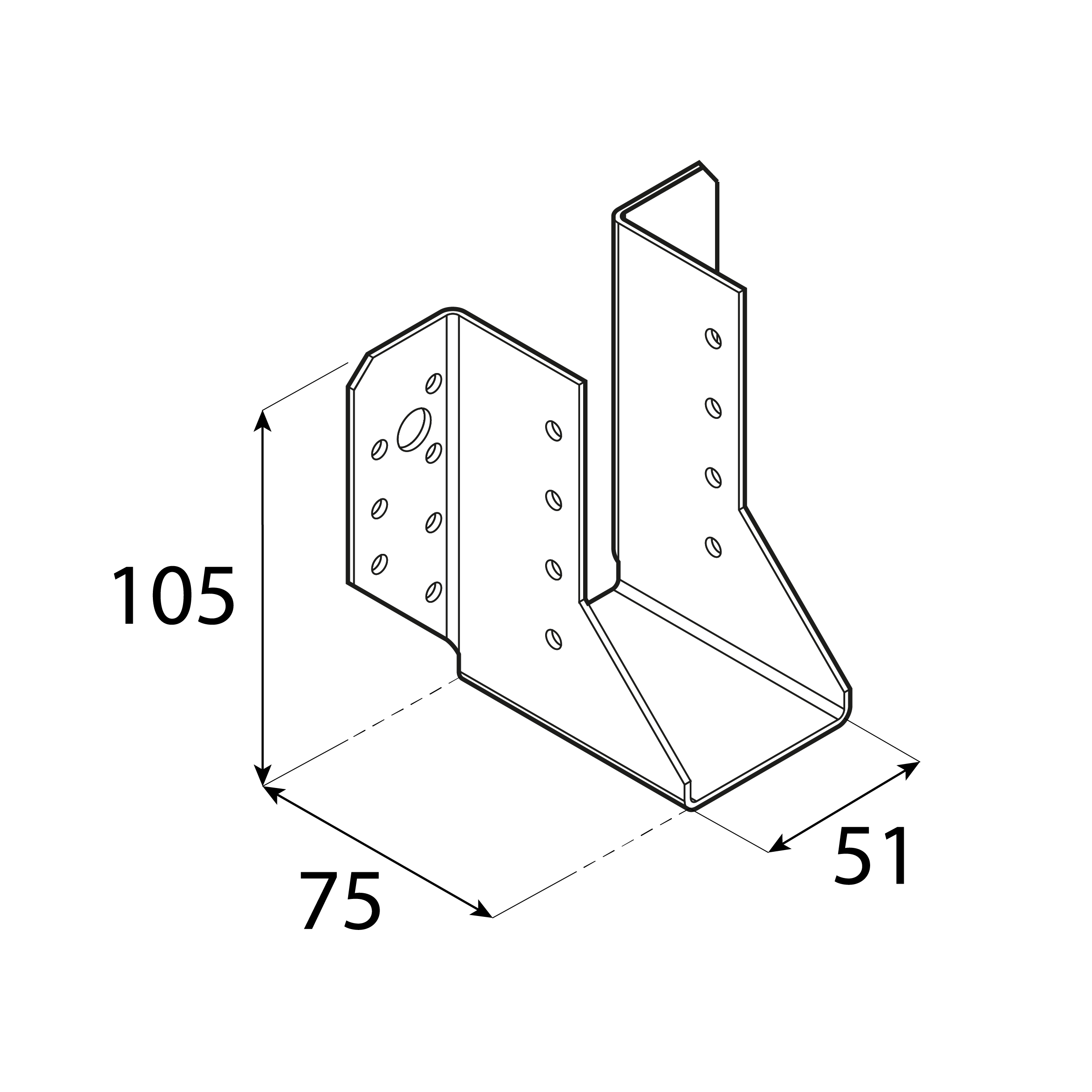 Balkenschuh Balkenträger Trägerschuh Holzverbinder - WB 10 | 51x105x75 mm | feuerverzinkt Balkenaufhänger Holzbalkenhalter WB 10, 51x105x75 mm, silber, 51x105x75x2,0 mm, Baustahl DX51D 2, Schuss 1.