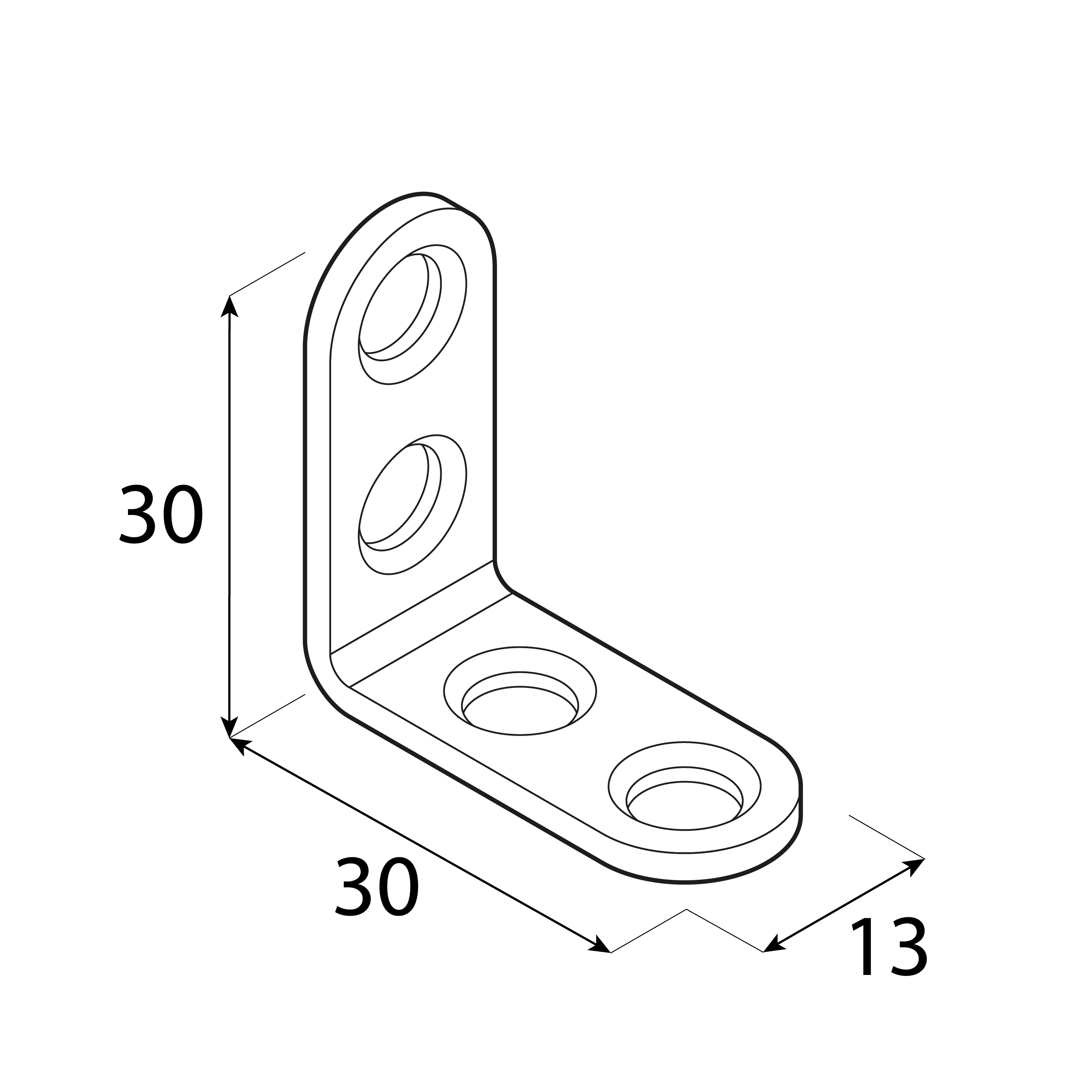 Kątownik meblowy montażowy zaokrąglony - FKW 30 | 30x30x13 mm | 25 szt Kątownik meblowy montażowy zaokrąglony - FKW 30 | 30x30x13 mm | 25 szt