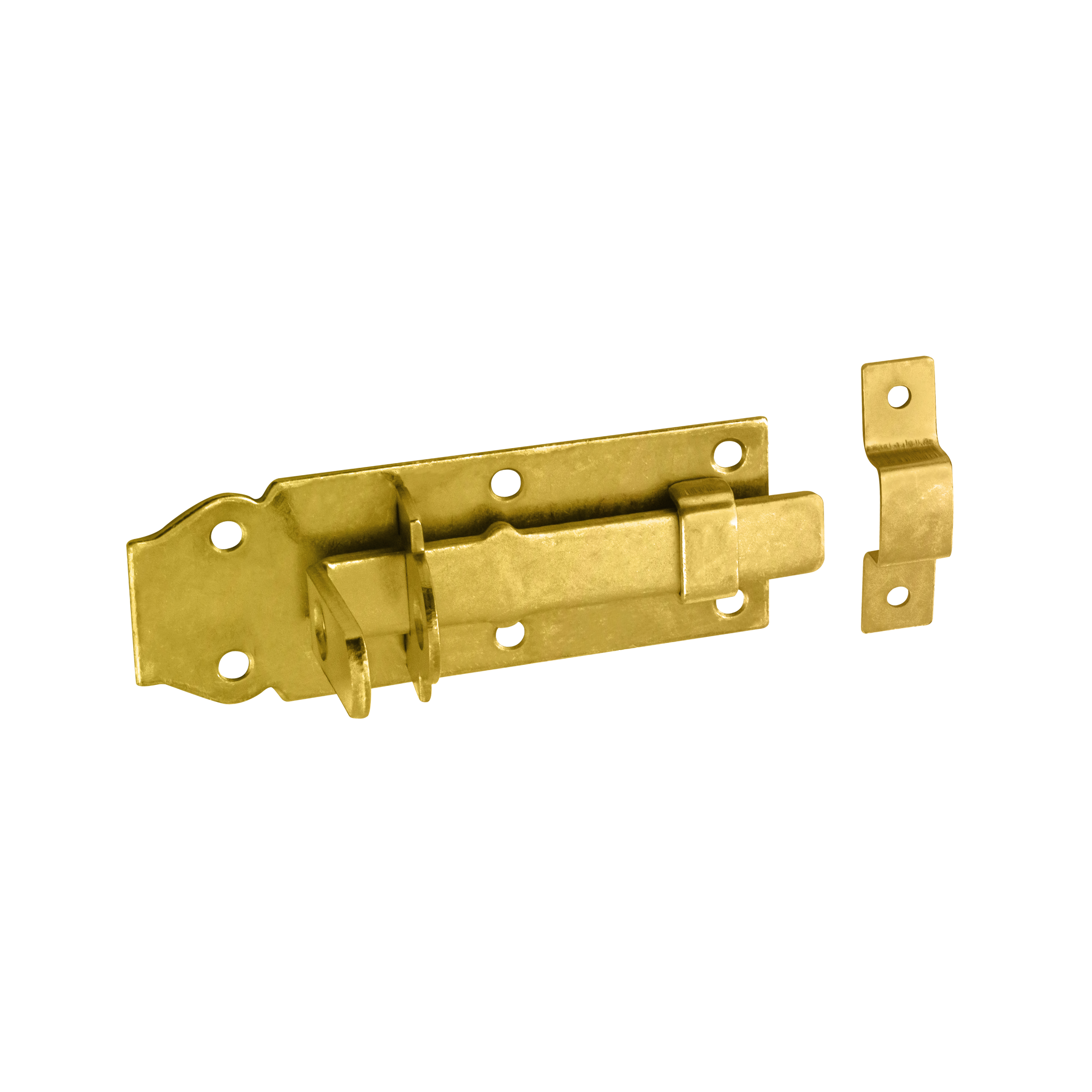 Abschließbarer Schlossriegel mit geradem Riegel für Gartentore - WZP | verzinkt | 45 mm Vorhängeschlossverschluss mit geradem Bolzen für WZP-Tore, Gold, 120 mm, 120 x 45 x 5,0 mm, DC01-Baustahl.