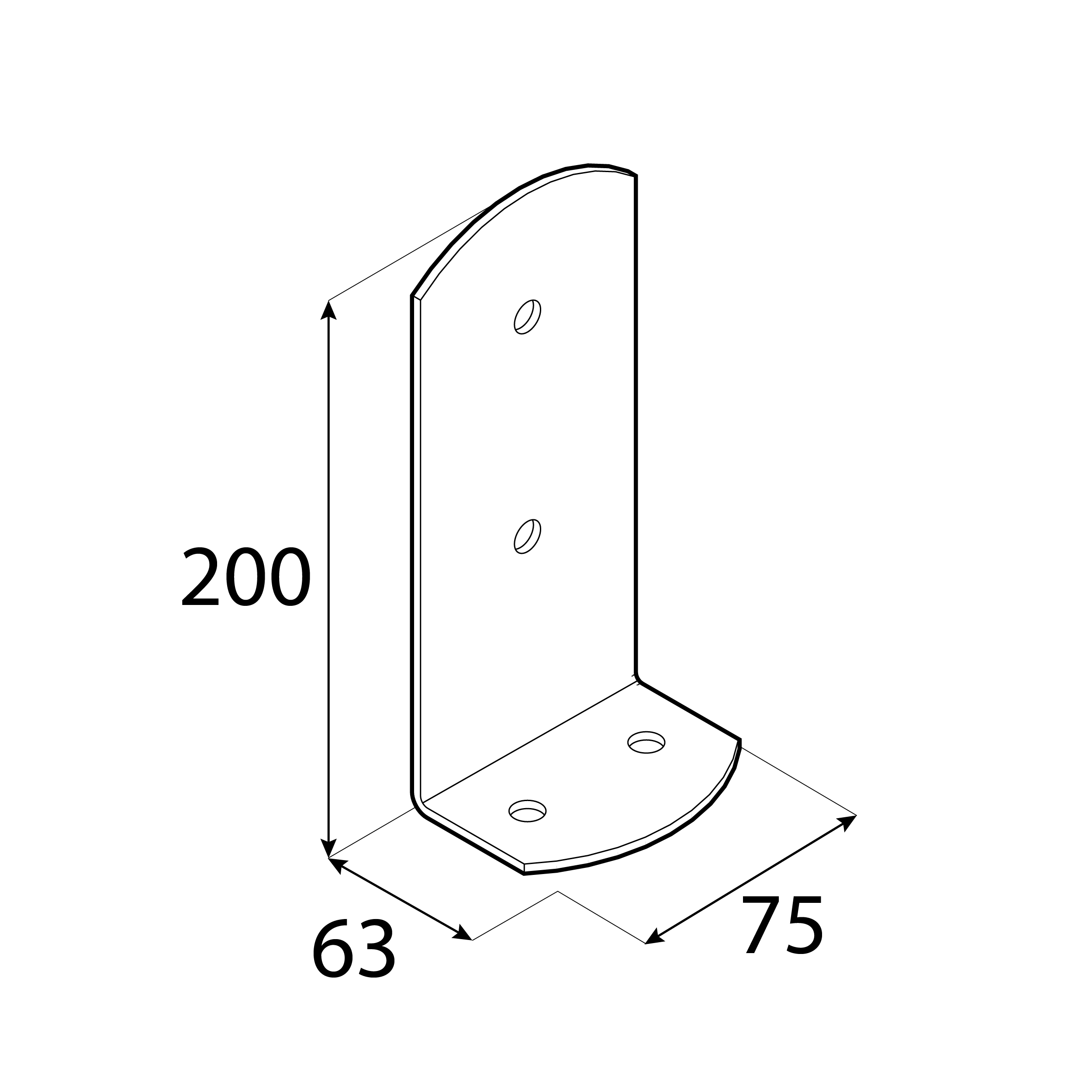 Pfostenträger zum aufdübeln leicht L-Form - PSC | 75x200 mm | feuerverzinkt Mastfuß, Leichtbeton-Schraubanker, Typ L PSC, 75x200 mm, silber, 75x200x3,0 mm 2.