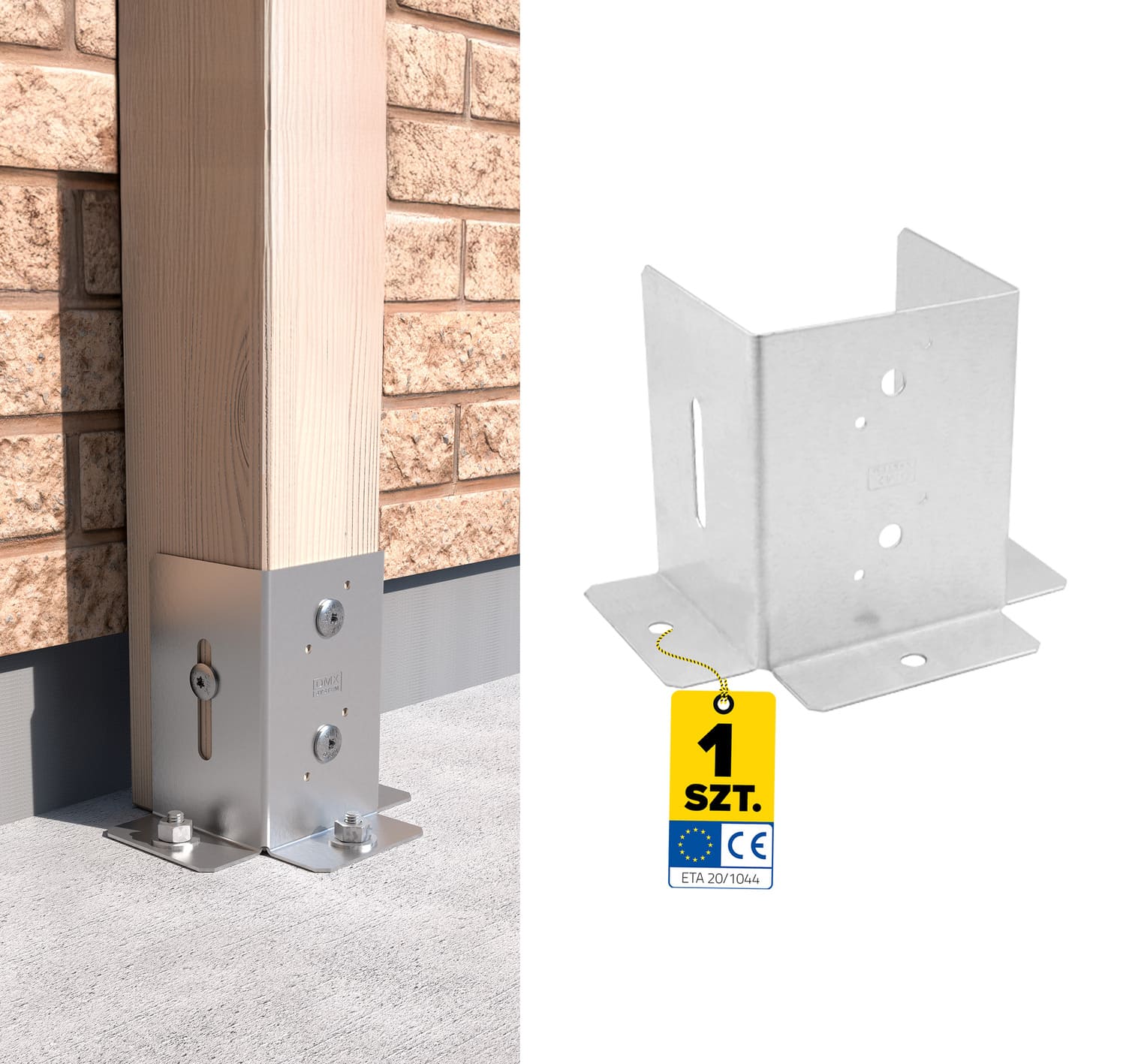 Podstawa słupa kotwa przykręcana otwarta z regulacją - PSD DX | 120 mm | Srebrny