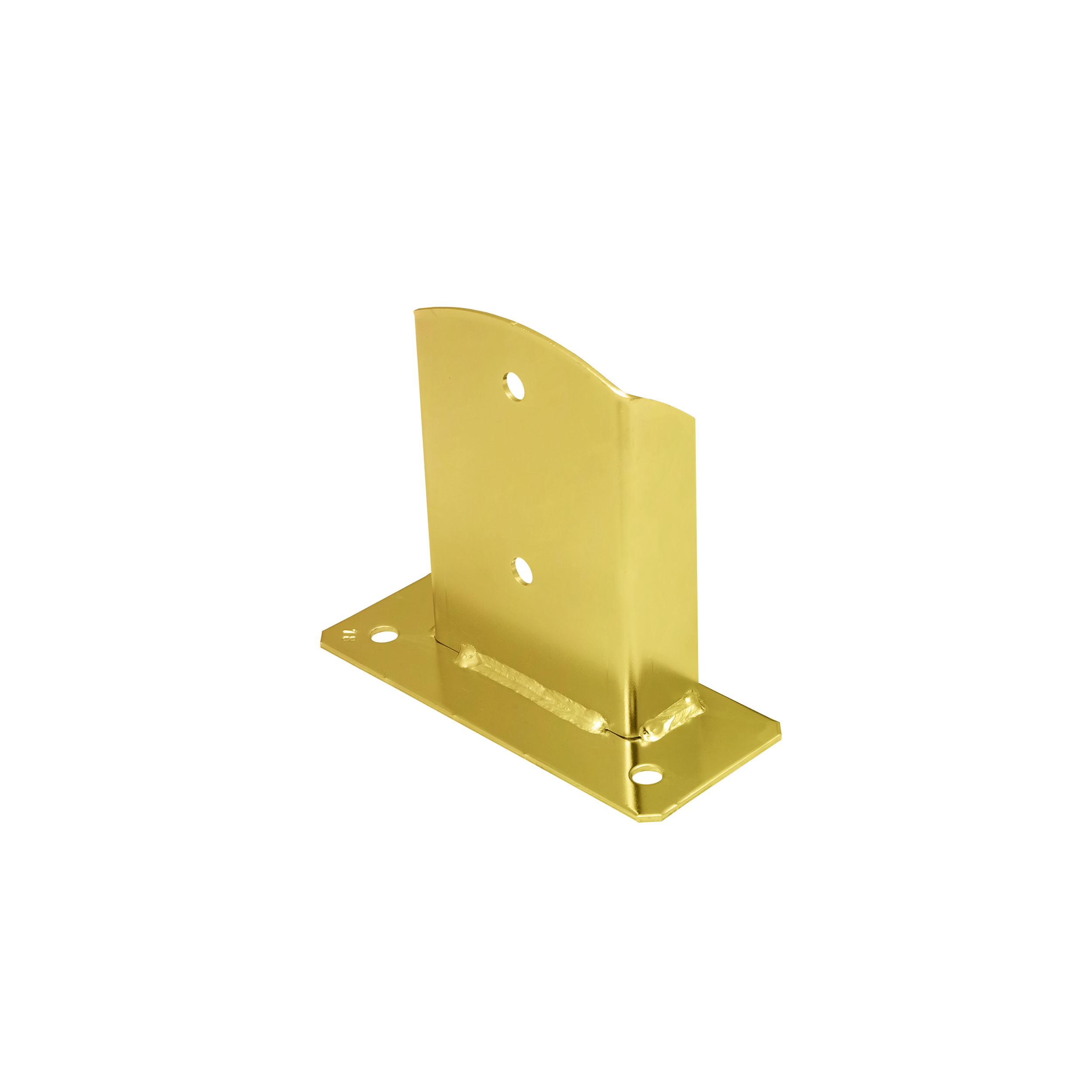 Pfostenträger zum aufdübeln Aufschraubhülse geteilt mit rechteckiger Grundplatte - PSD | 100 mm | Gold Säulenfuß geteilter Schraubanker mit rechteckiger Basis PSD, 100 mm, Gold, 101x150x2,5 mm.