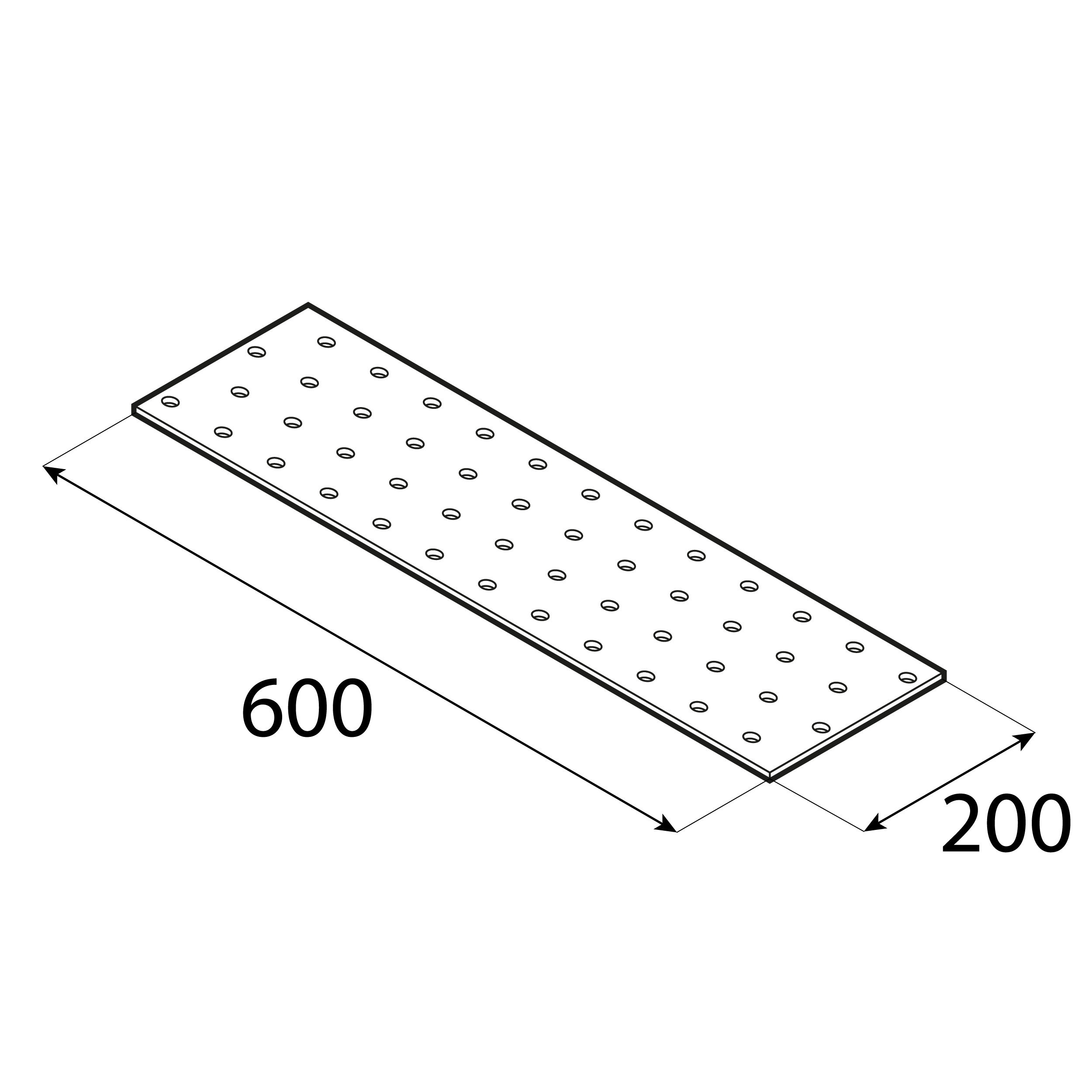 Lochplatte Lochplattenstreifen Flachverbinder Holzverbinder feuerverzinkt - PP 27 | 600x200 mm | 2 mm Lochblech-Flacheisen PP 27, 600x200 mm, 2 mm, 200x600x2,0 mm, DX51D Baustahl, Silber, Schuss 2.