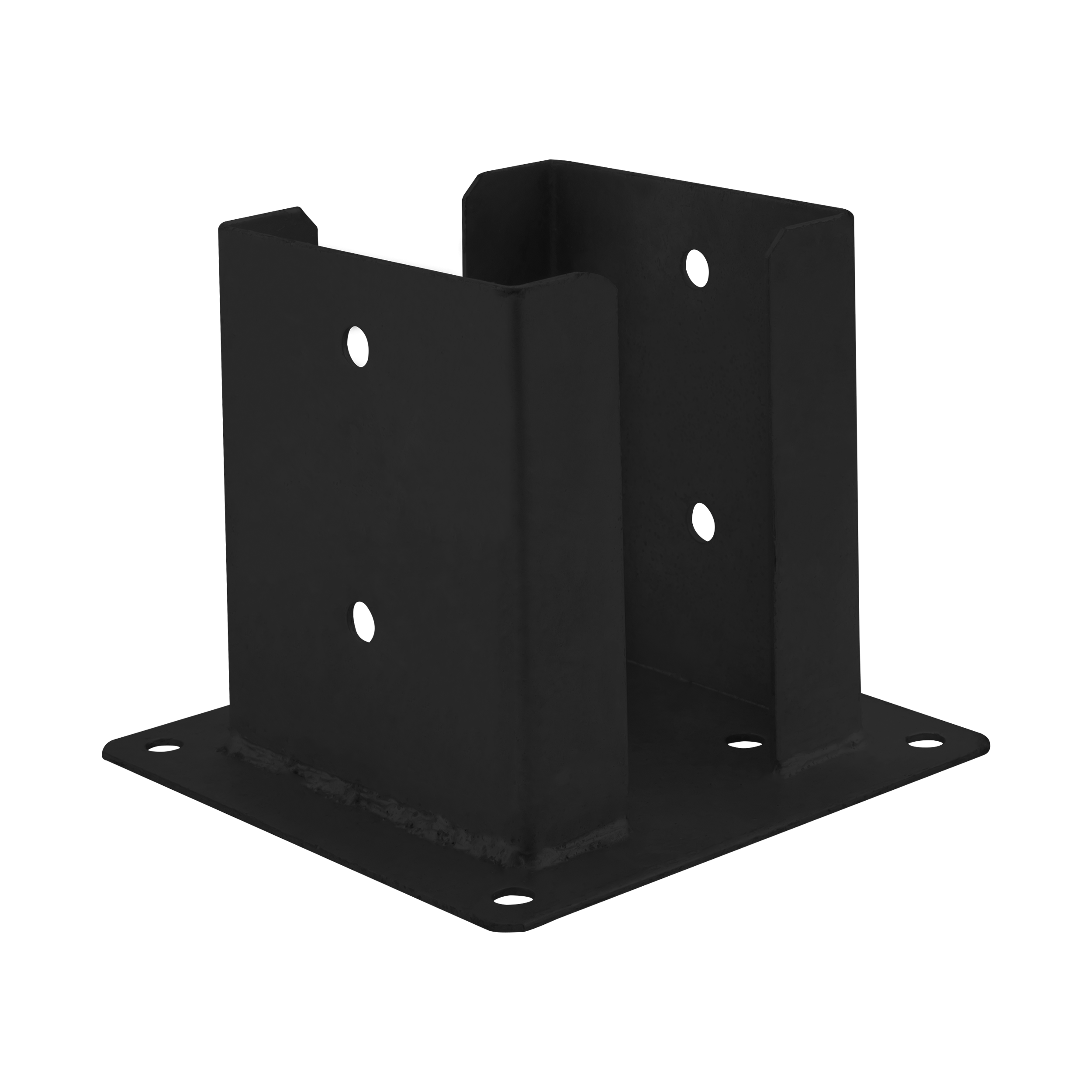 Podstawa słupa kotwa przykręcana podwójna z podstawą prostokątną - PSPD | 100 mm | Czarny