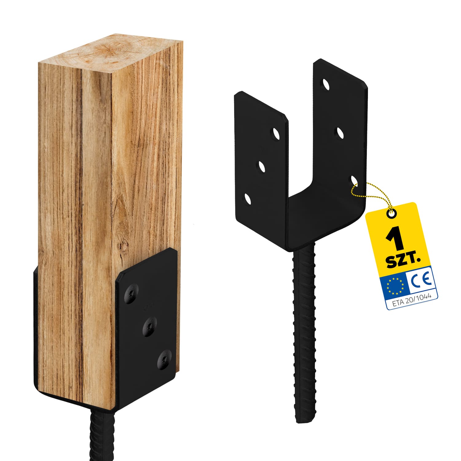 Podstawa słupa kotwa do betonu typ U - PS | 80 mm | Czarny Podstawa słupa kotwa do betonu typ U - PS | 80 mm | Czarny