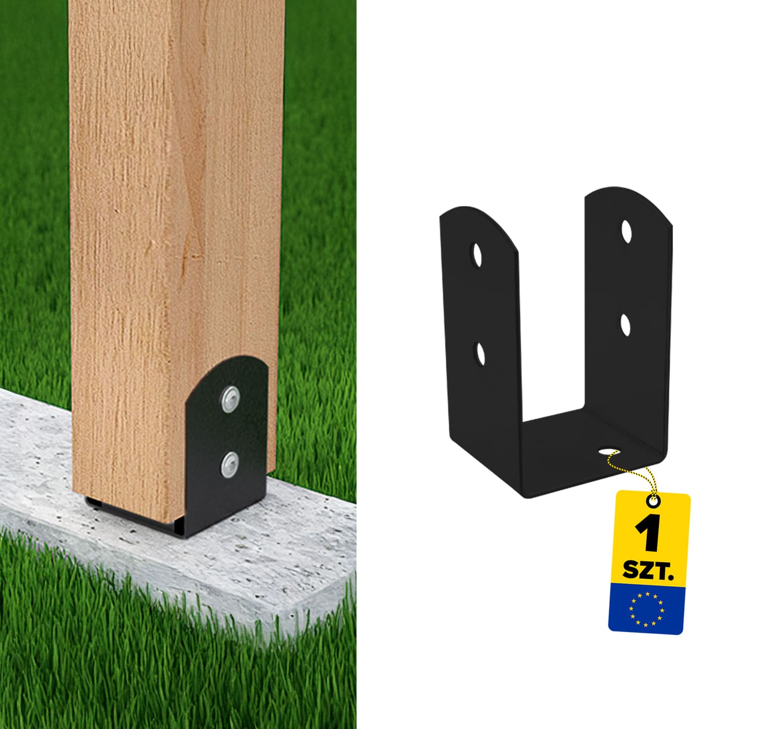 Podstawa słupa kotwa przykręcana do betonu typ U lekka - PSOL | 70 mm | Antracyt