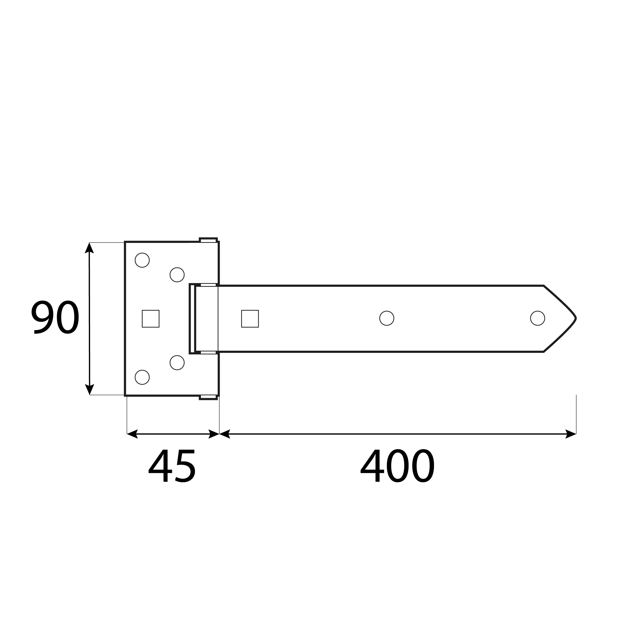 Torband Schwerlast Scharnier - ZB | verzinkt | 400 mm Torscharnier für Rollladentor ZB 400, 400 mm, gold, 400x45x90x3,0 mm 2.