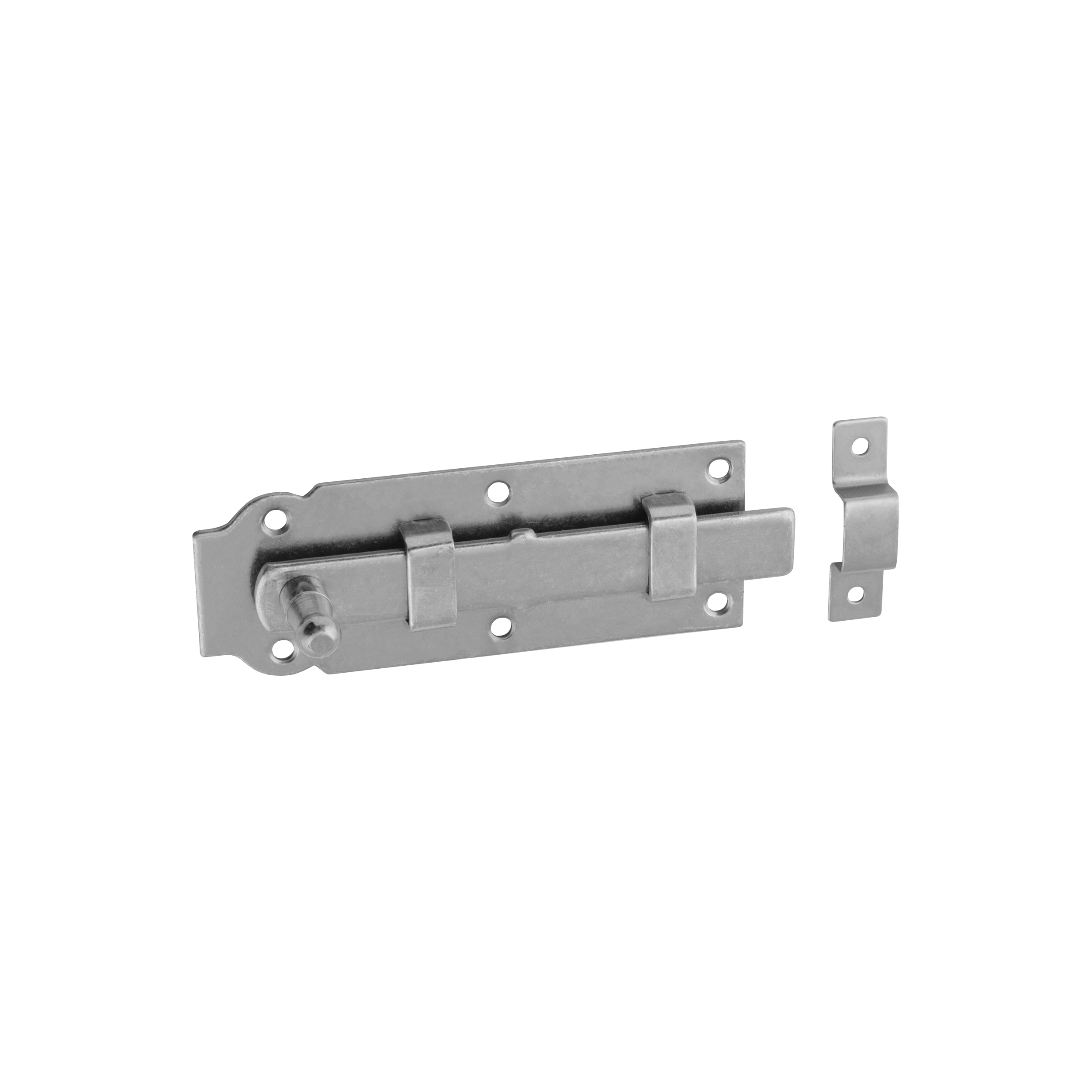 Schlossriegel mit geradem Riegel für Gartentore - W | silber | 55 mm Riegel mit geradem Riegel B 140, 140 mm, silber, 140x55x5,0 mm, Baustahl DC01.